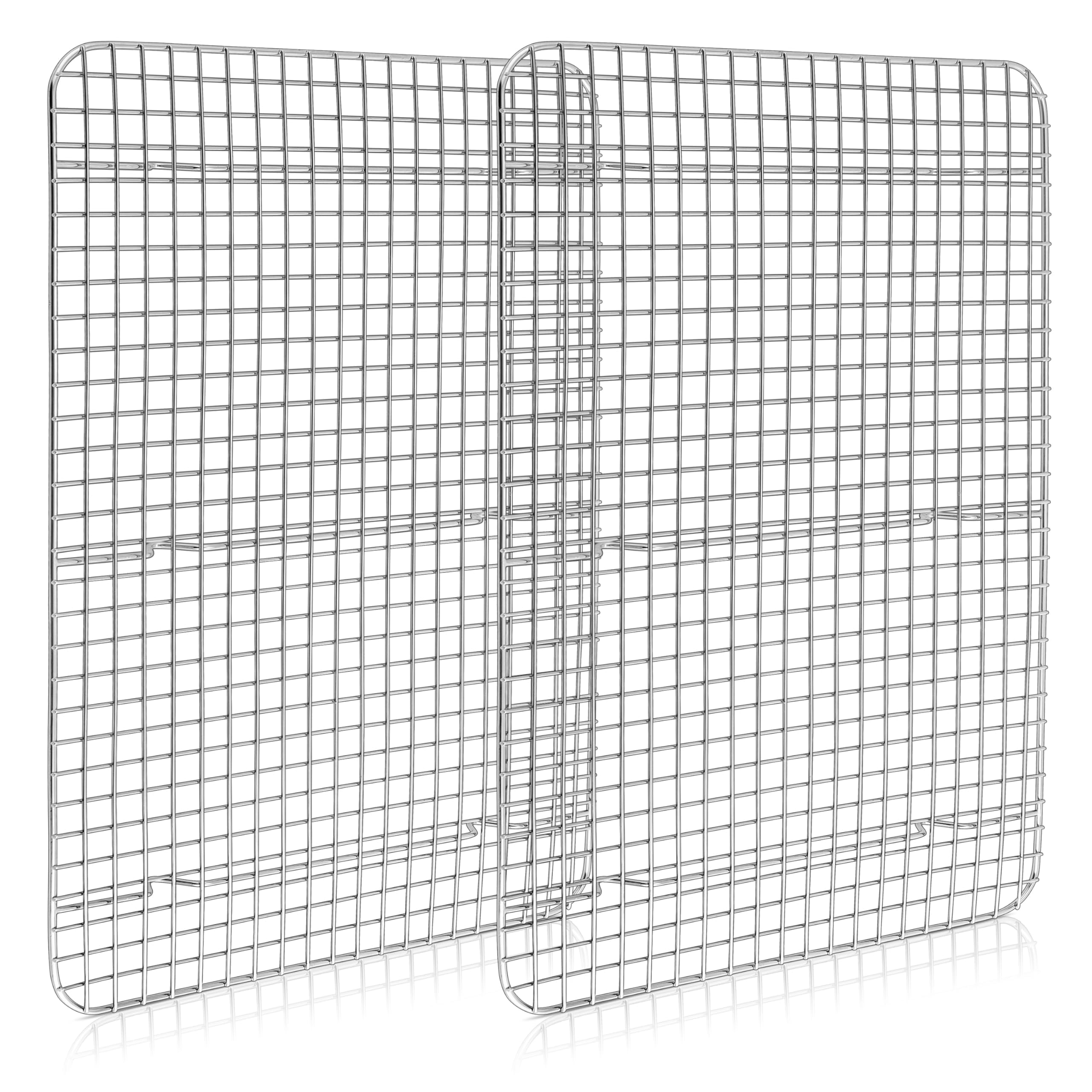 Homikit Confezione da 2 griglie di raffreddamento per la cottura, in acciaio inox, 41,9 x 29,2 cm, grandi griglie per arrostire, grigliare, asciugare, pancetta, pane, biscotti, adatto per mezza teglia