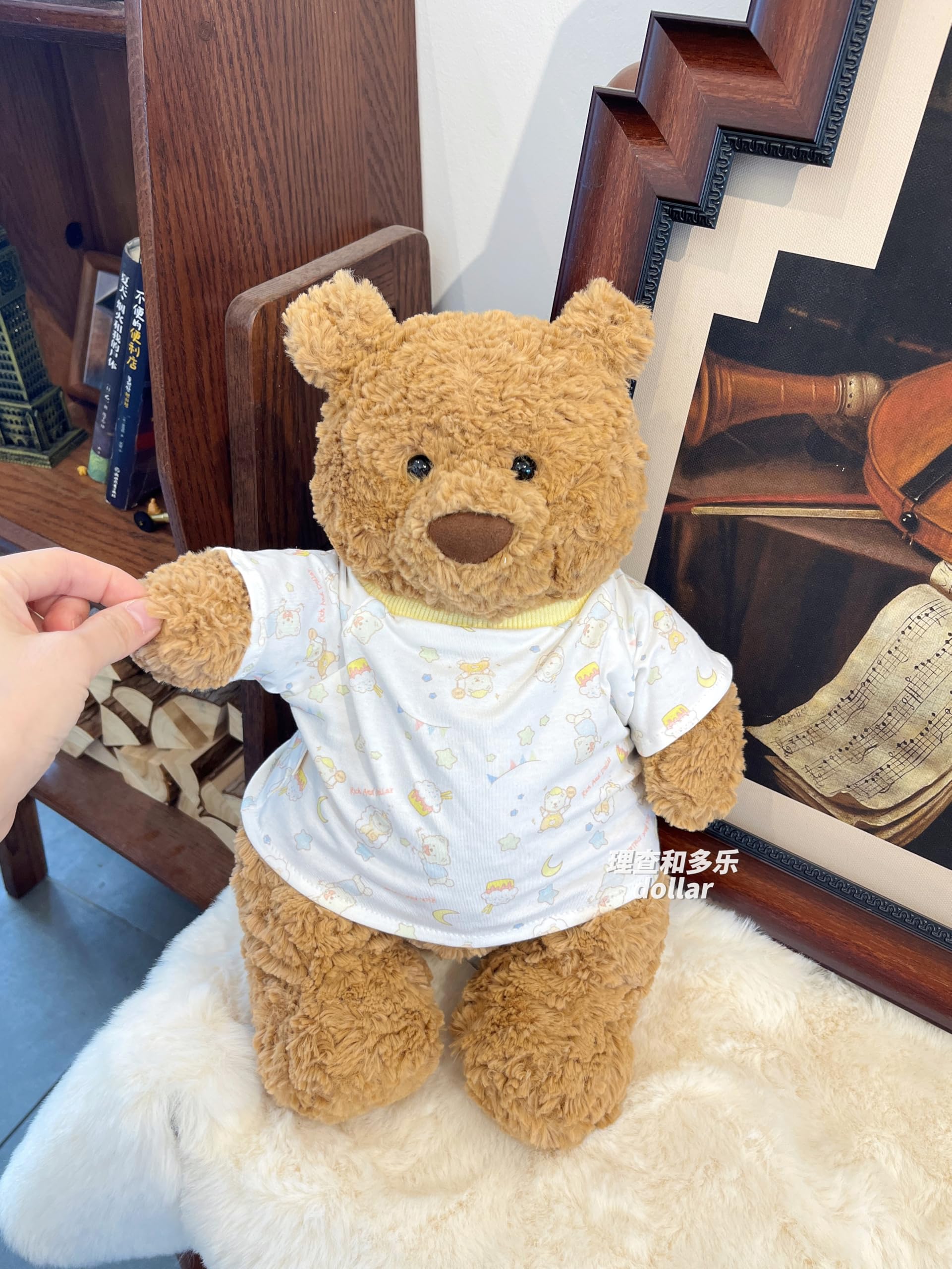 LICHADUOLE 14-16Inch Teddy Bear Clothes, Stuffed Animal Outfits Fits,Clothes for Lion and Bumbly Bear,Without Doll Clothes only .(3pc Includes 1 Doll T Shirt,1 Striped Sweater,1 Jumpsuit )