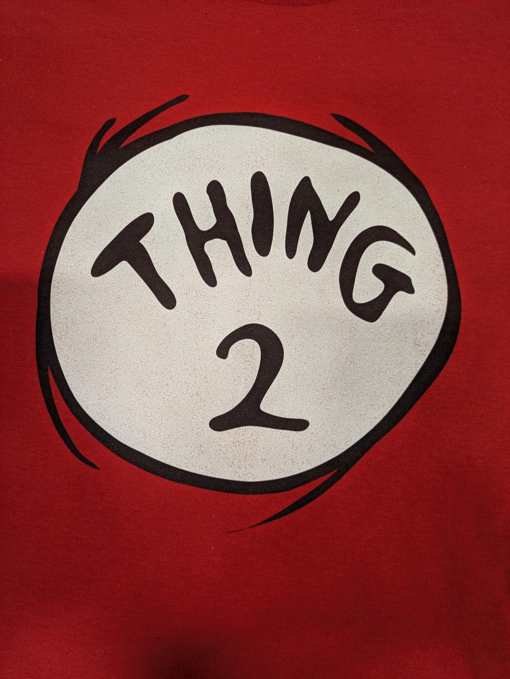 Dr. Seuss Thing 1 and Thing 2 - Camiseta de manga corta con cuello redondo para jóvenes, color rojo