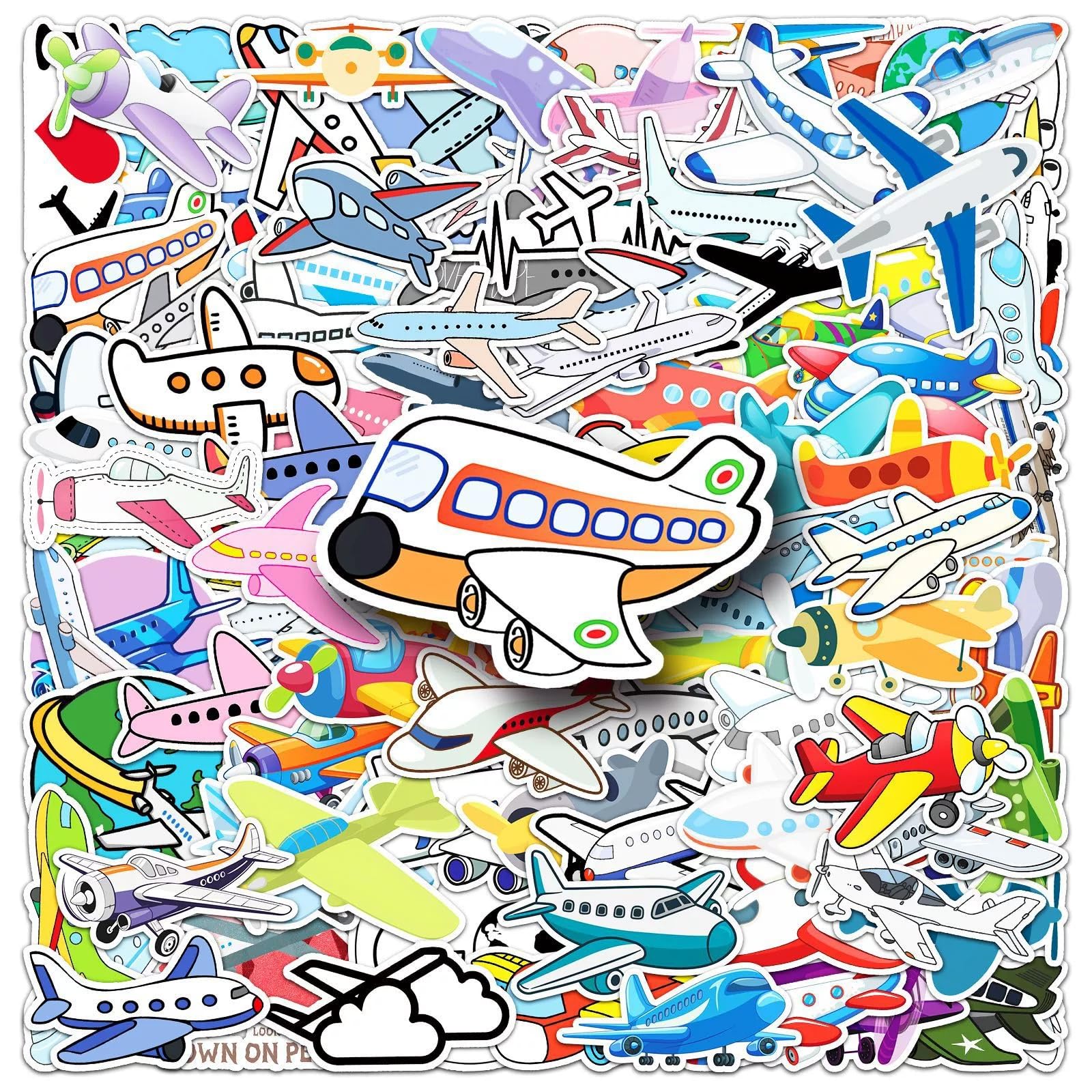 100 Pcs Fighter Plane Stickers for Water Bottle Waterproof Sticker for Laptop Skateboard Phone Car Decals for Teens Adults for Party Favors Supplies Decor (Cool Warplane Stickers)
