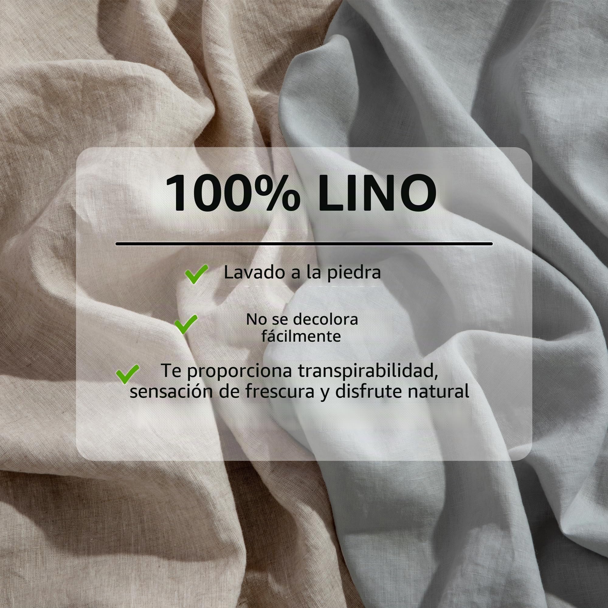 LBR02M - Juego de sábanas 100% de Lino, tamaño Queen, Juego de sábanas de 4 Piezas, Color Liso, Lino Natural, Ropa de Cama Suave y Transpirable, Bolsillo Profundo de 16 Pulgadas, para Todas Las