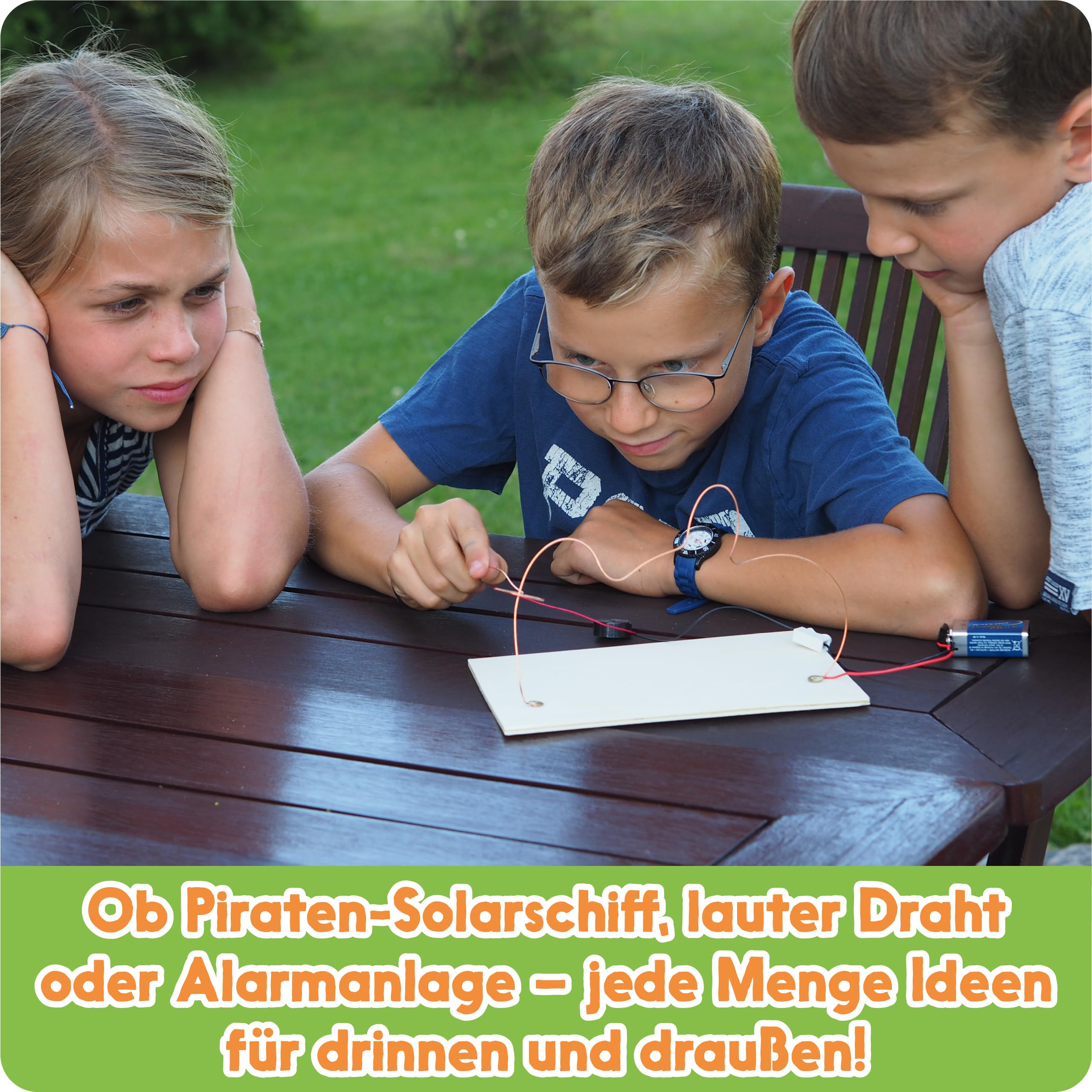 FRANZIS 67073 - GEOlino Experimentierkasten Abenteuer Elektronik, Set mit Solarmodul, LEDs, Solarmotor, Propeller, Handbuch und weiterem Zubehör, ab 8 Jahren, keine Vorkenntnisse nötig