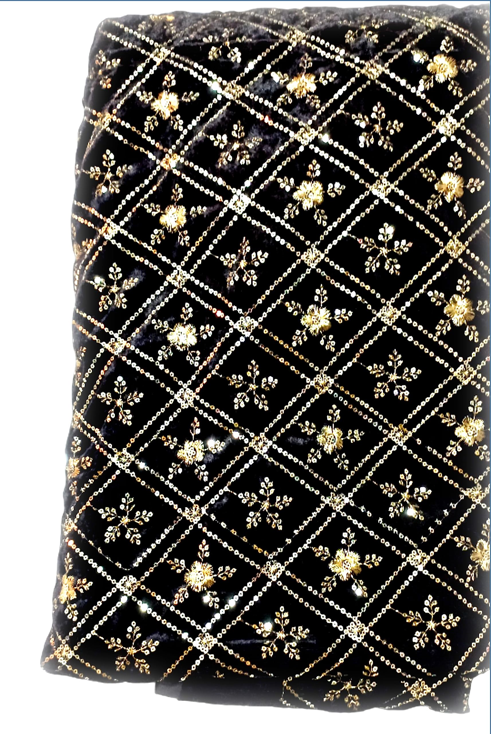 Branders Velvet Fabric with tikki Work 44 inch Width 2.5 Meters for Men Women Designer Dresses.