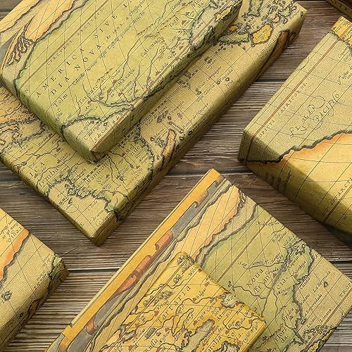 Miniatura 5 de Mapa del mundo retro antiguo antiguo único mapa del mundo de vela papel kraft marrón plegado plano 4 hojas 16 pies cuadrados ttl para bibliotecas