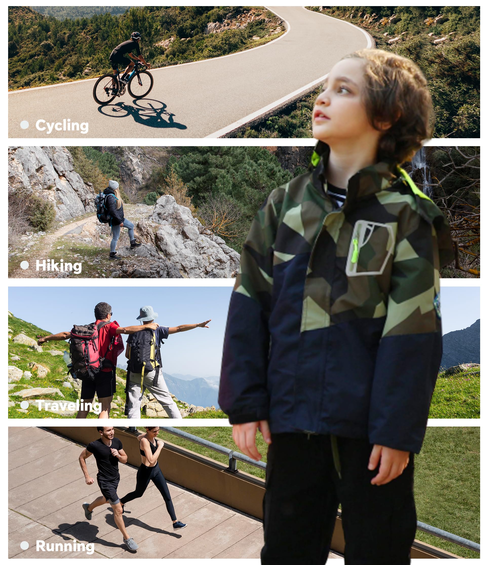 Coupe Vent Imperméable Doublé Polaire Garçon Camouflage