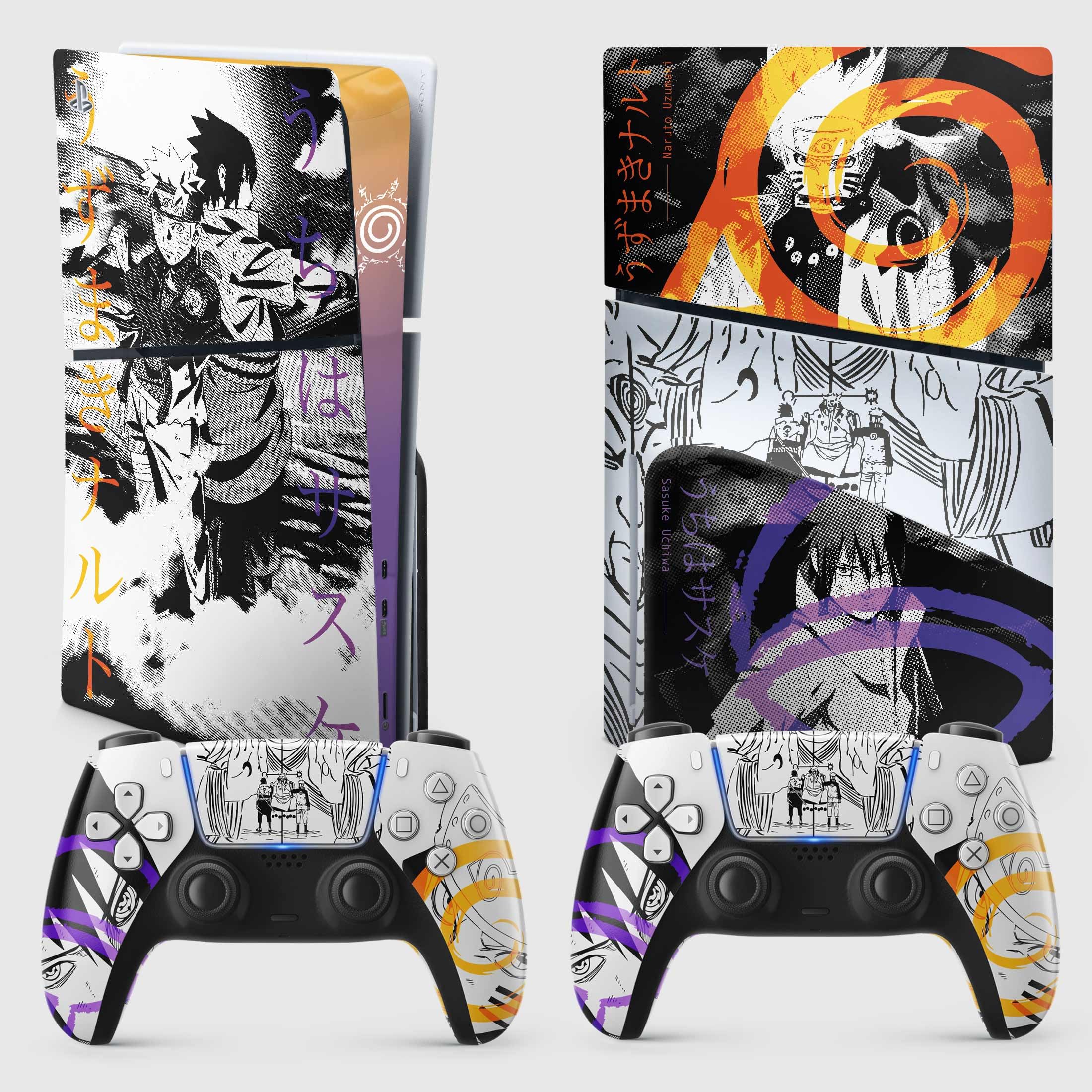 Sticker PS 5 Slim Hokage, Autocollant PS 5 Manga, Console et Manette, Edition Slim Disque, Skin Hokage (2 Manettes)
