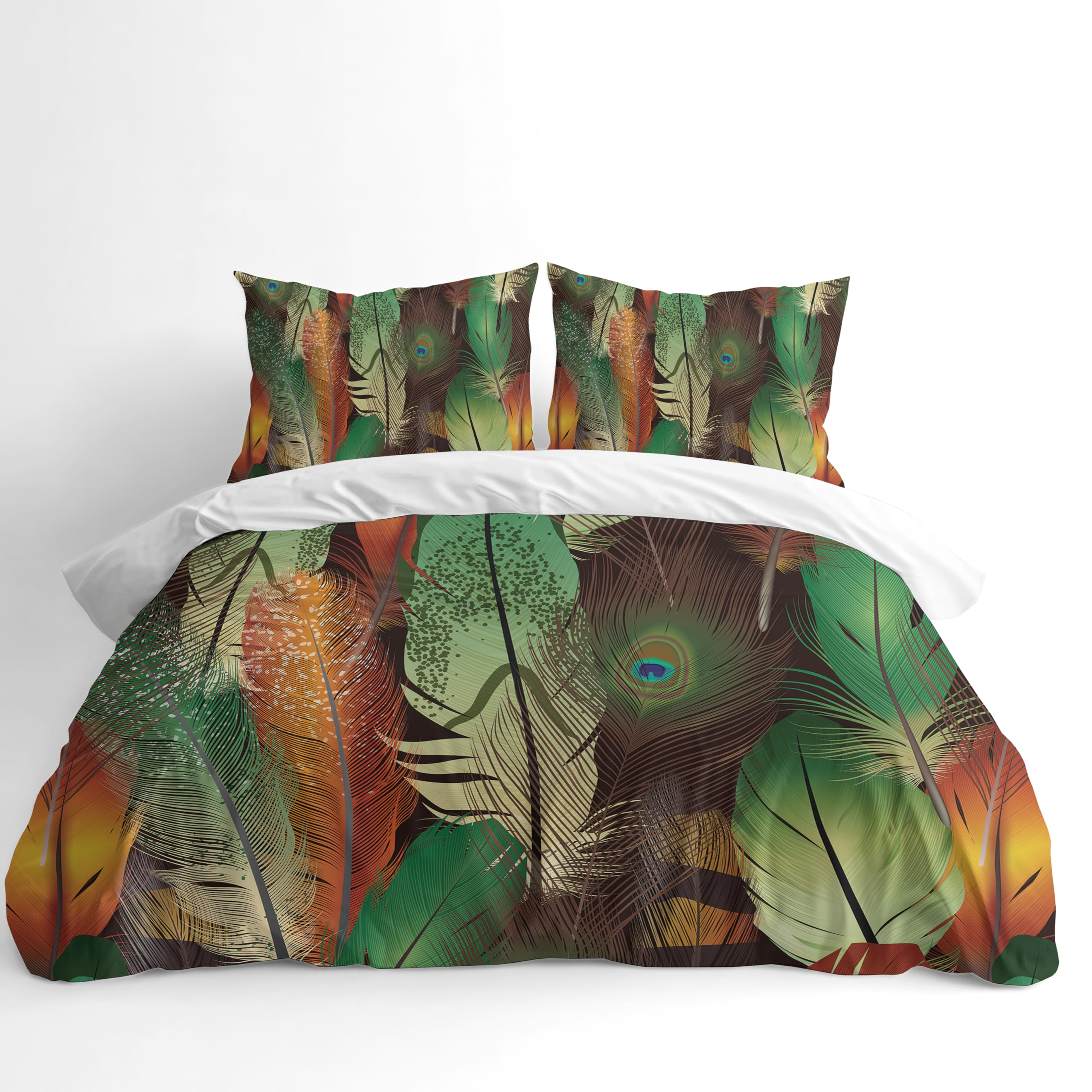Adam Home 3D Digital Printed Spring Duvet Cover With Matching Pillowcases Home Bedroom Décor Microfiber King Bedding Set Made in UK |Peacock Feather