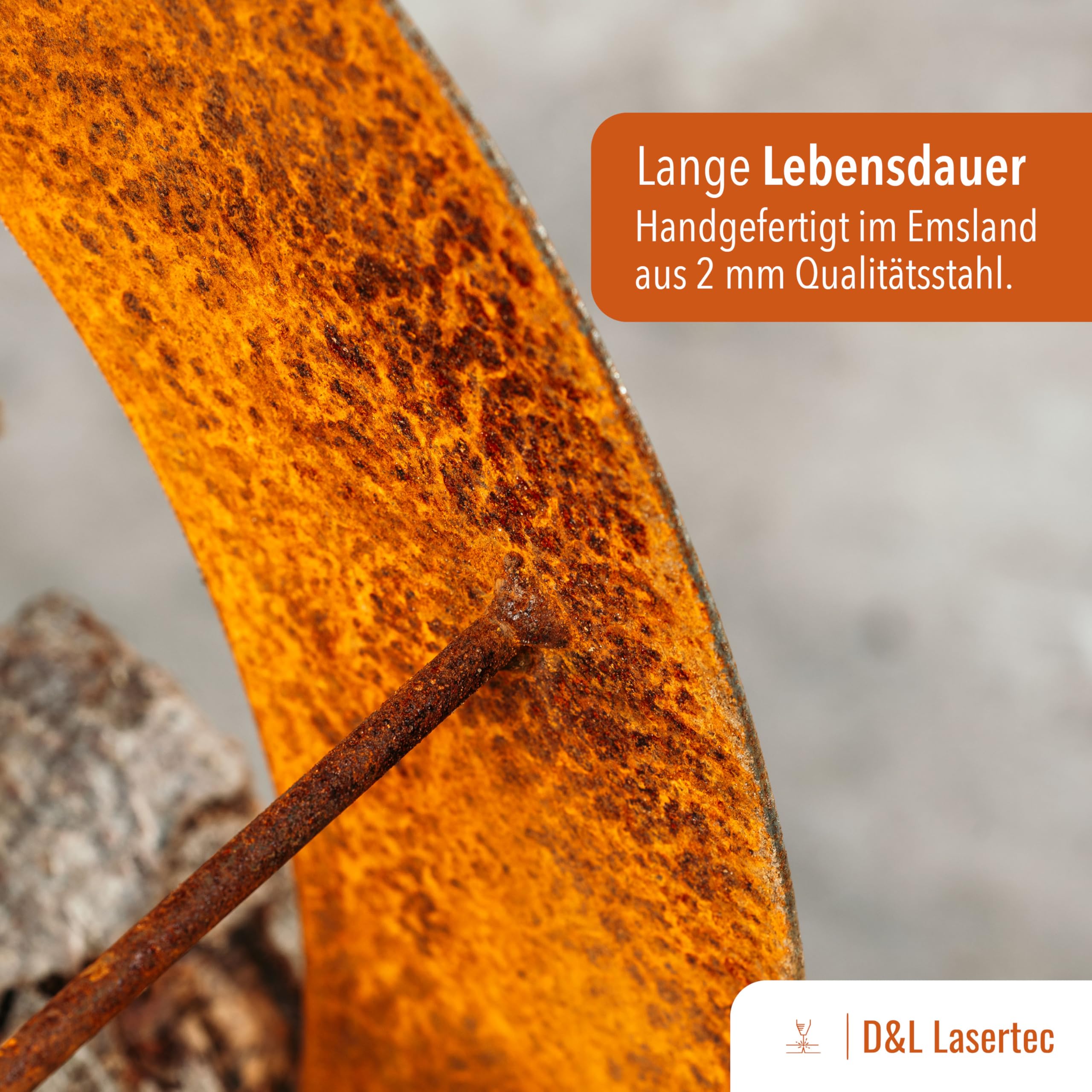 D&L Lasertec Kaminholzkorb, Herz aus Metall, Rost, Edelrost, Holzregal - Deko - SET M+L+XS