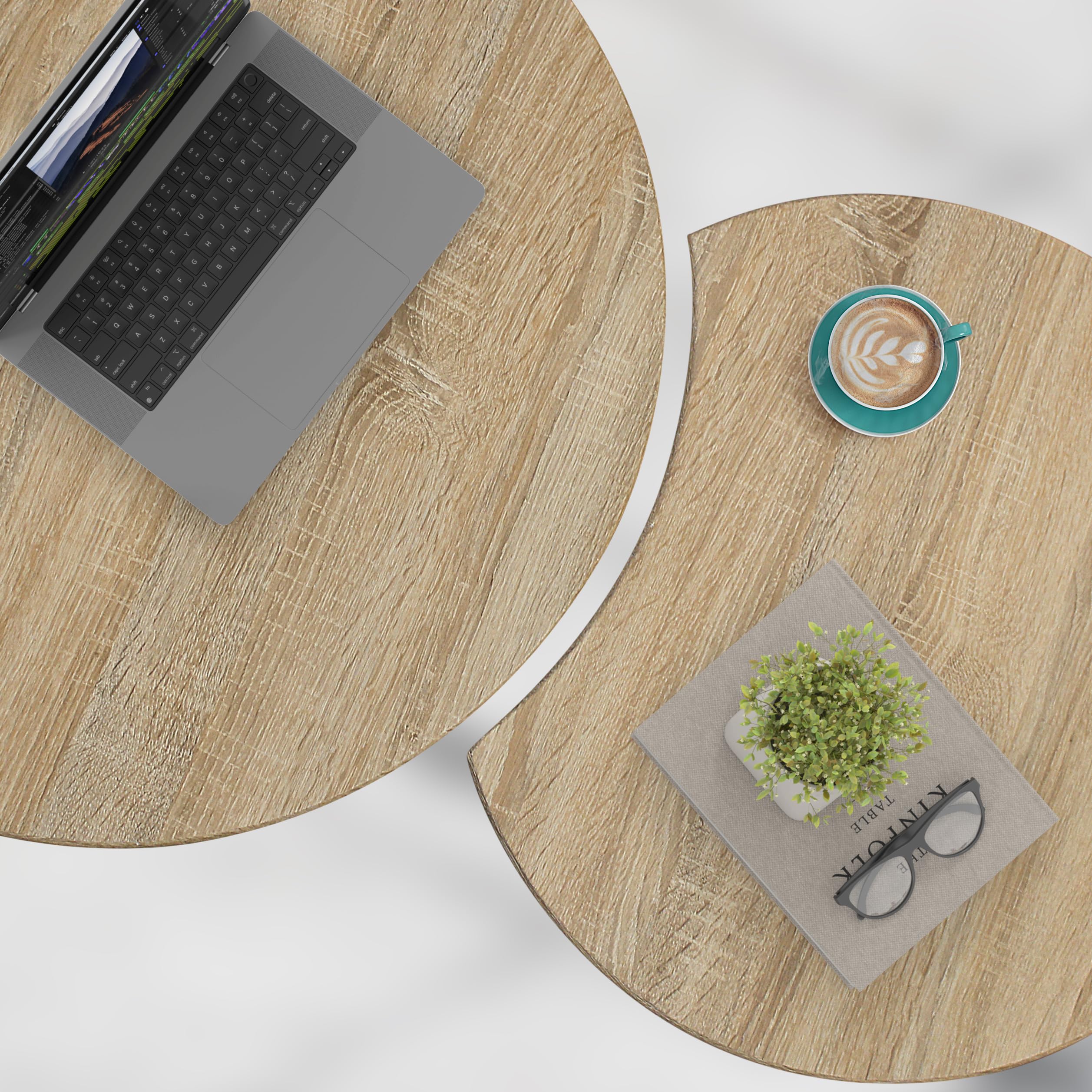 Giofanzo Nesting Coffee Table (Set of 2), Rustic Round Coffee Table ...