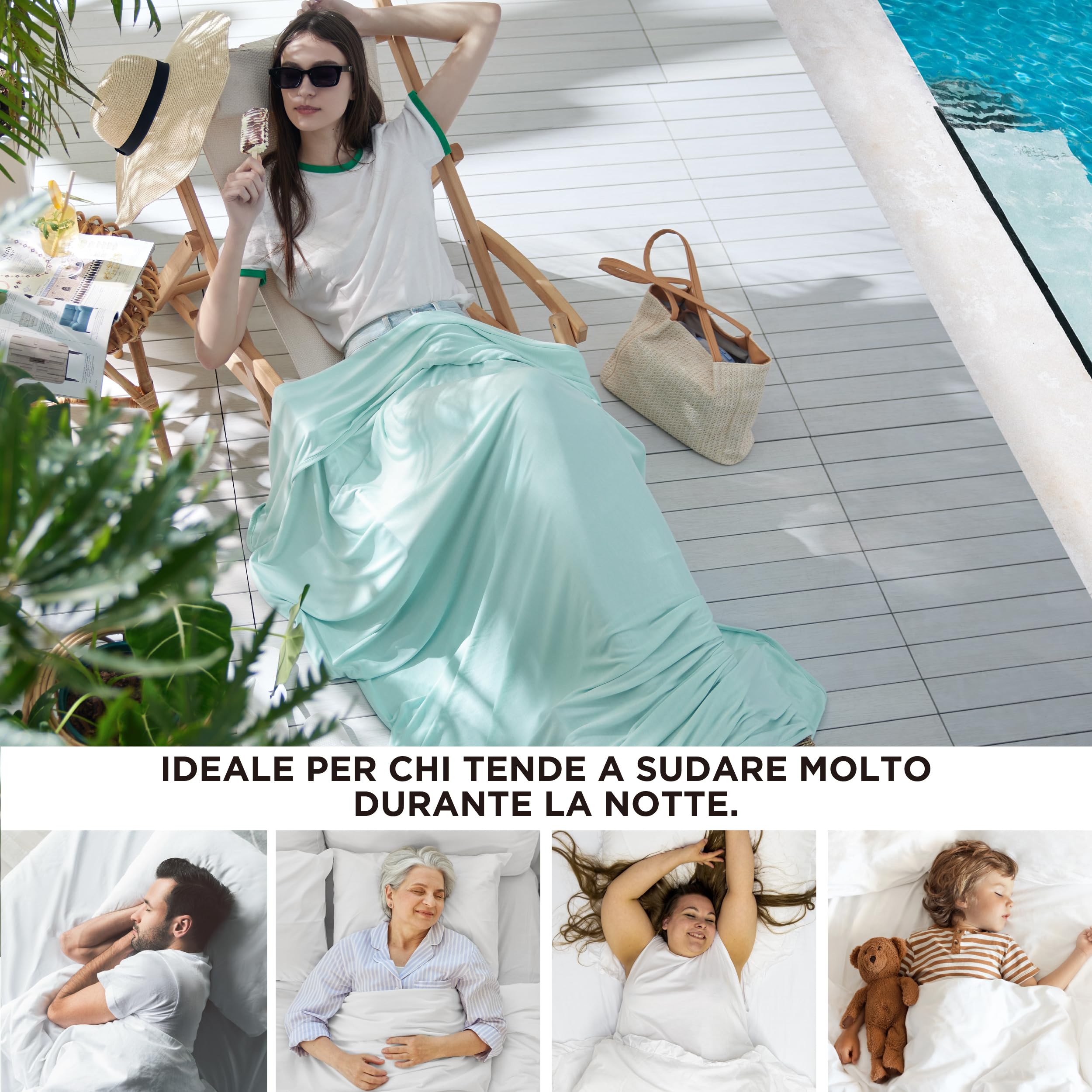 Bedsure Coperta Rinfrescante Fresca – Bifacciale Coperta Estiva con Fibre Arc-Chill Q-Max >0.4, Leggera e Traspirante, Coperta Fresca per Chi Soffre il Caldo e Sudorazione Notturna, 240x220 cm, Verde