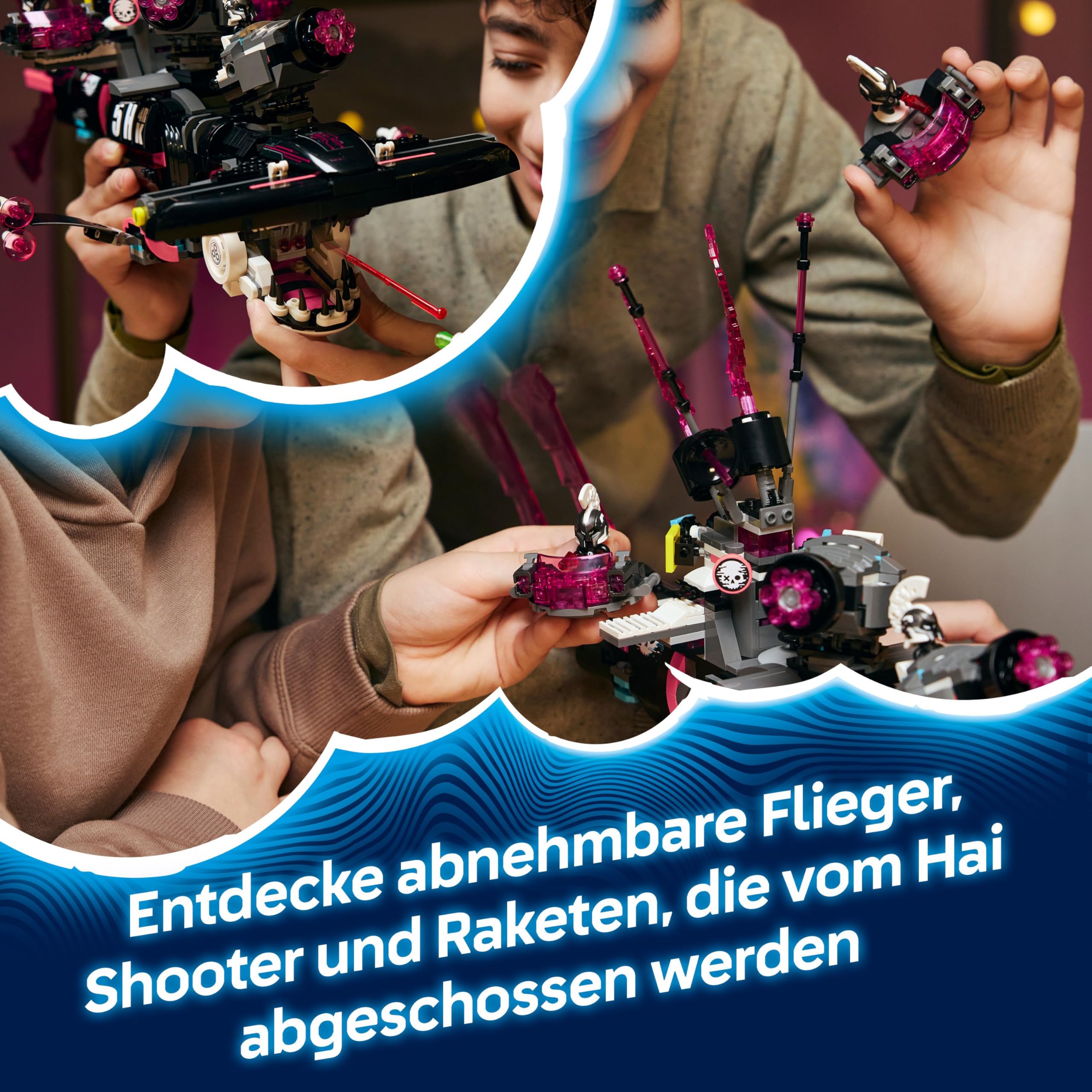 LEGO DREAMZzz Albtraumhai-U-Boot - Modulares Set mit 2 Baumöglichkeiten, 2 abnehmbaren Fluggeräten und 5 Minifiguren, inkl. Mateo und Astrid - Geschenk für Mädchen und Jungen ab 9 Jahren - 71500