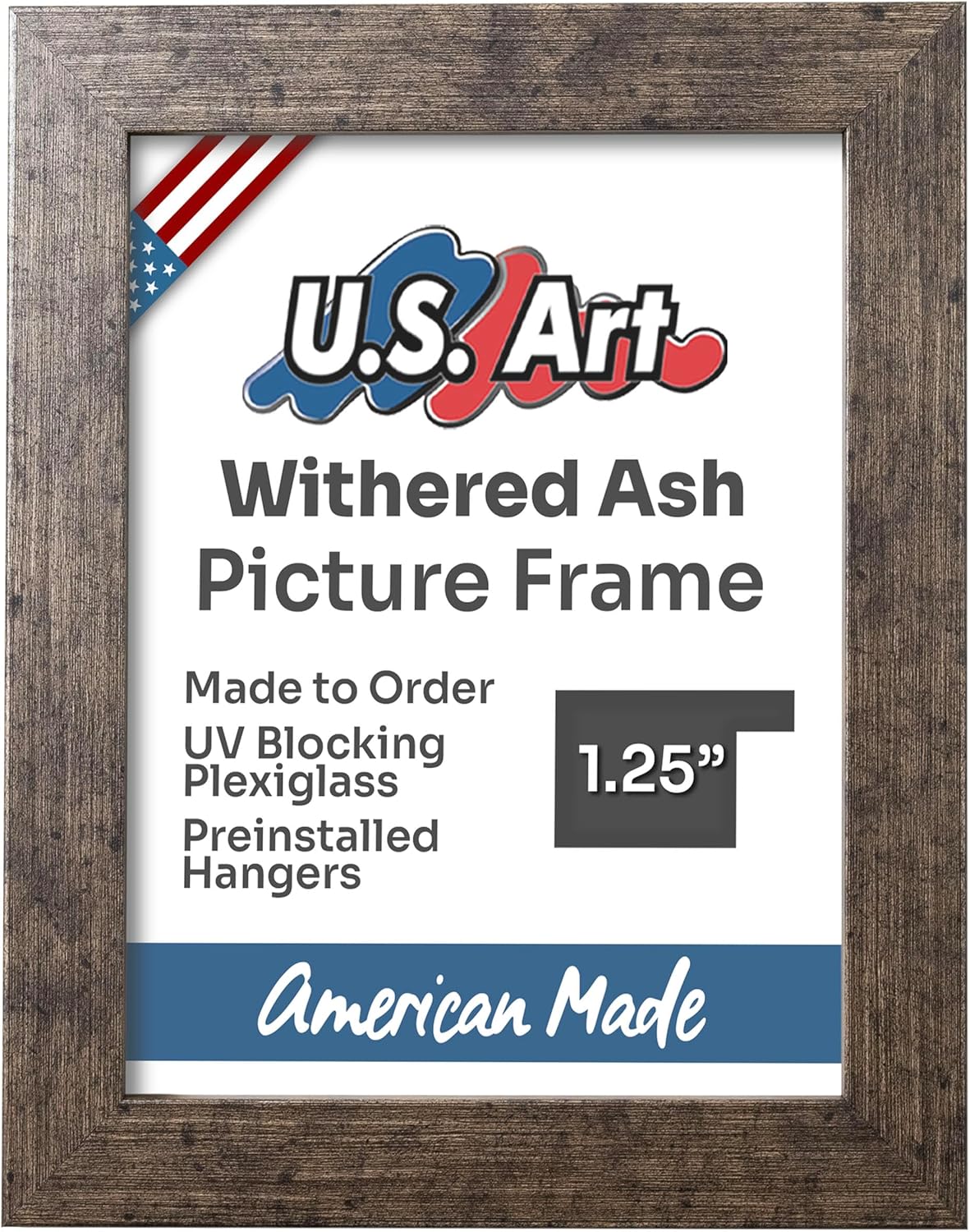 Withered Ash 15x20.5 Puzzle Frame 1.25" Inch Wide - Handmade American Picture Frames with Preinstalled Hangers and UV Blocking Plexiglass, 15x20.5 Frame
