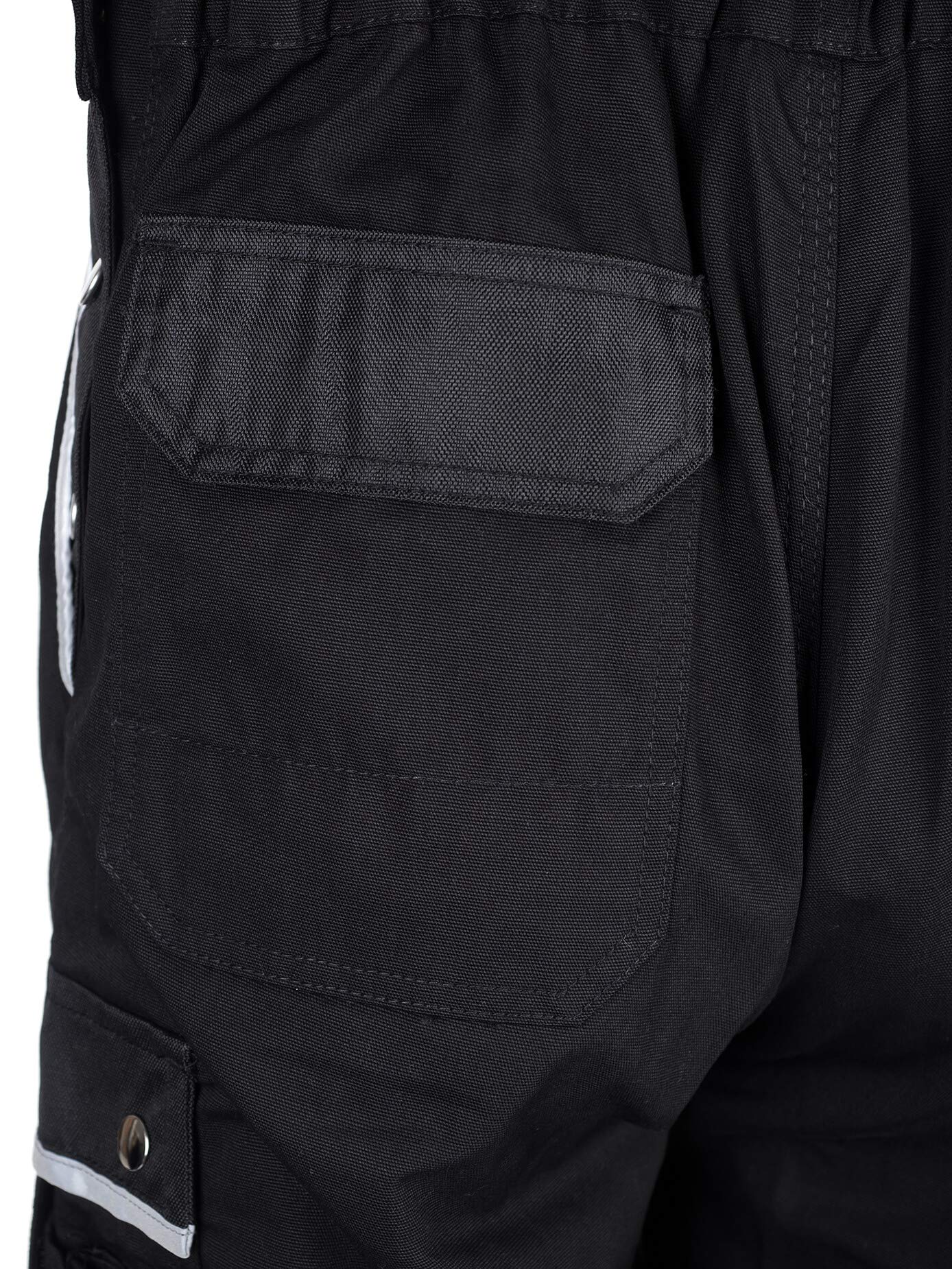 TMG® | Lange Arbeitslatzhose Herren, Schwarze Latzhose mit Kniepolstertaschen aus Cordura, viel Stauraum, robust | 68