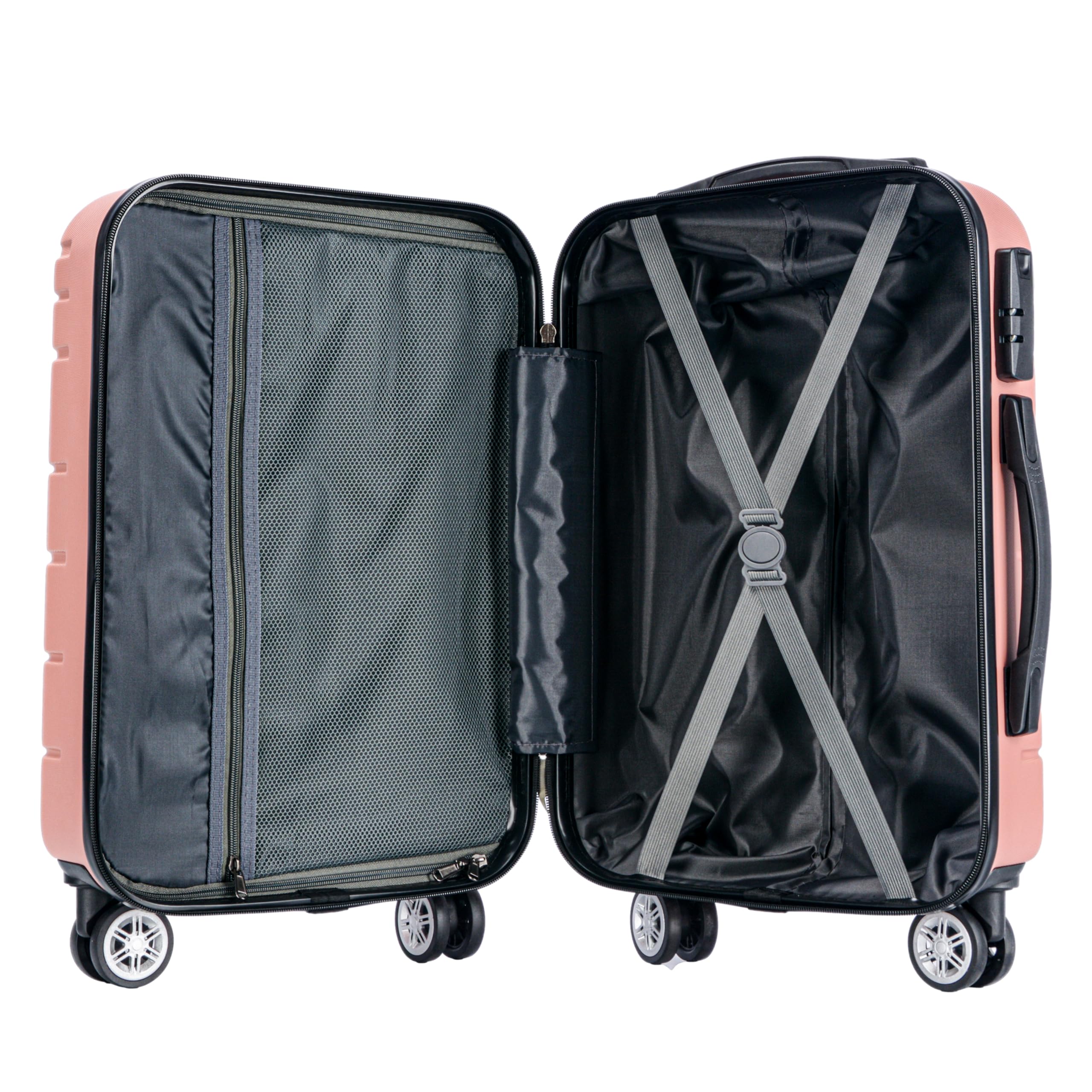 Juego de 3 Maletas de Viaje Set Trolley Abs Semirigidas con Cerradura Combinación 4 Ruedas Dobles