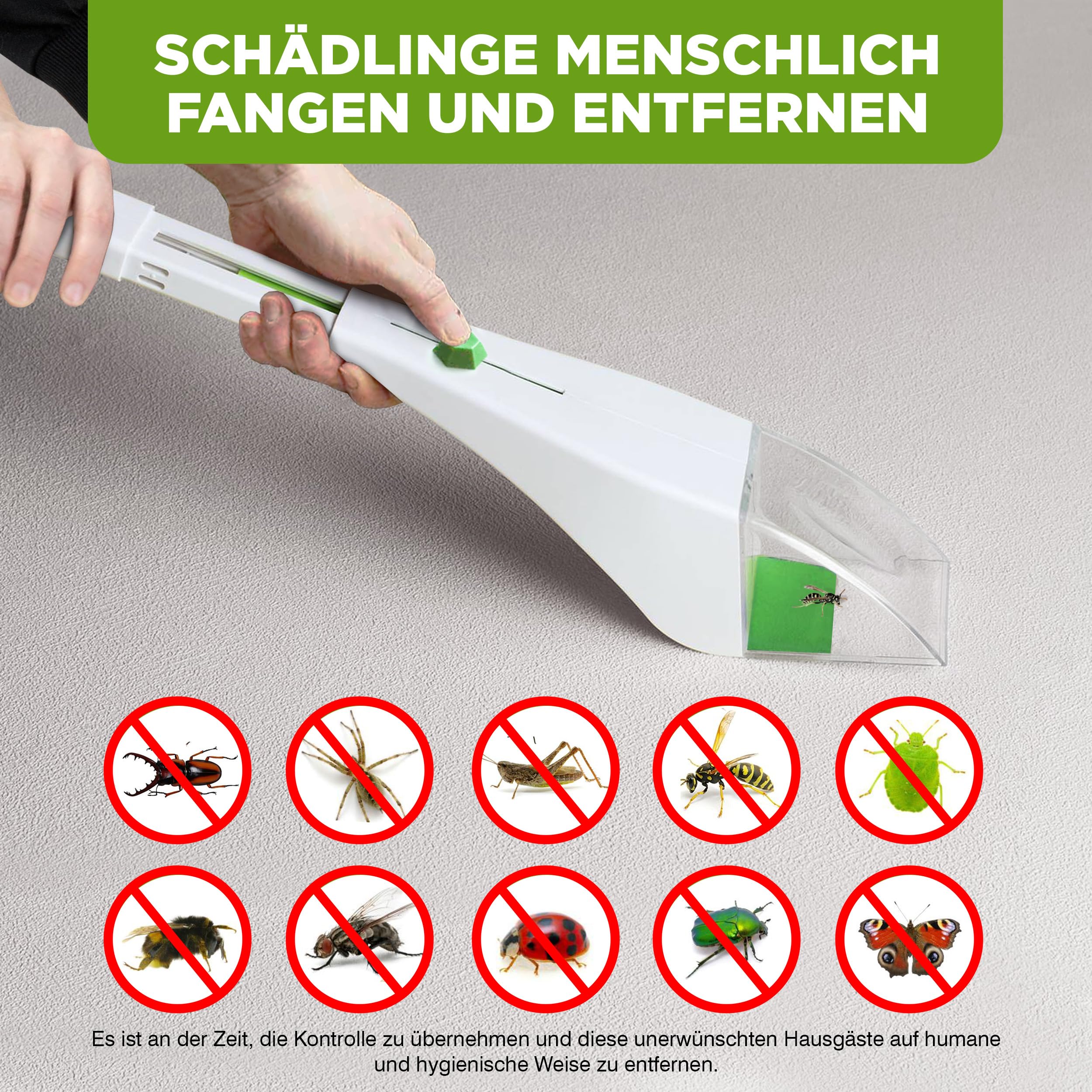 ISOTRONIC Insekten- & Spinnenfänger mit Teleskopstiel – tierfreundlicher Insektenfänger inkl. Lupe zum Betrachten – Spinnenfanggerät für Haus & Garten – kontaktlose Spinnenentfernung (3 Stück)