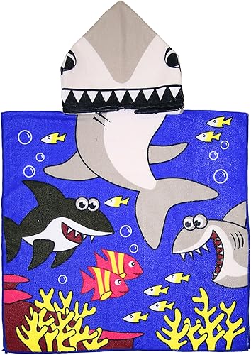Miniatura 7 de Innerest Toalla de playa para niños, poncho para niños pequeños, toalla con capucha para playa y piscina (tiburón 2)
