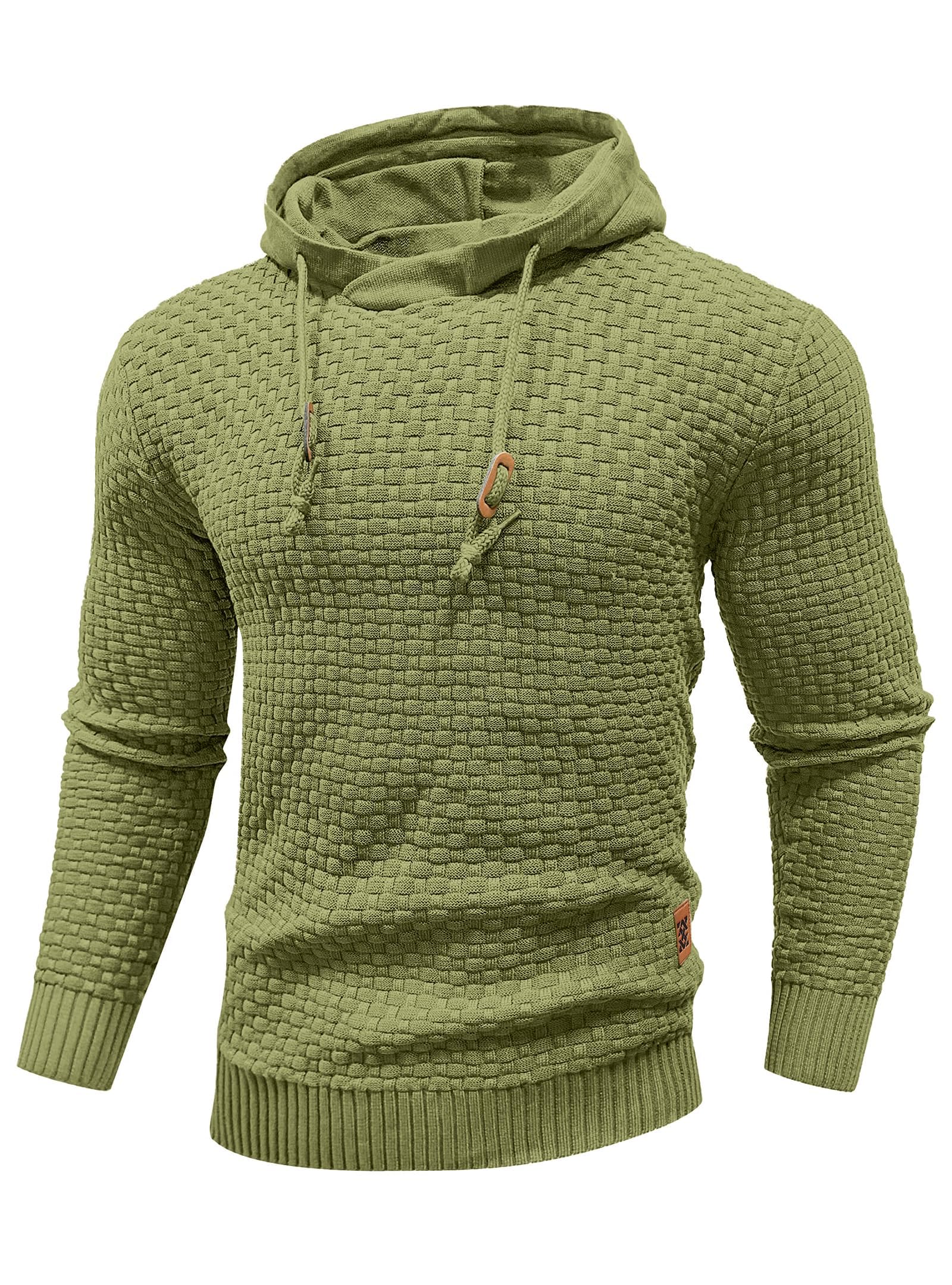 Zaitun Mens Hooded Sweatshirt Long Sleeve Knitted Pullover Sweater
