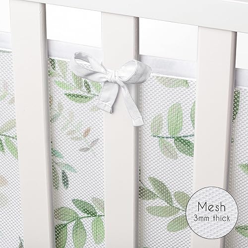 Miniatura 5 de Sweet Jojo Designs + BreathableBaby Green Boho Floral Leaf Niño o Niña Malla Transpirable Cuna Liner Anti-Bumper Bebé y Bebé - Salvia Bohemia Género