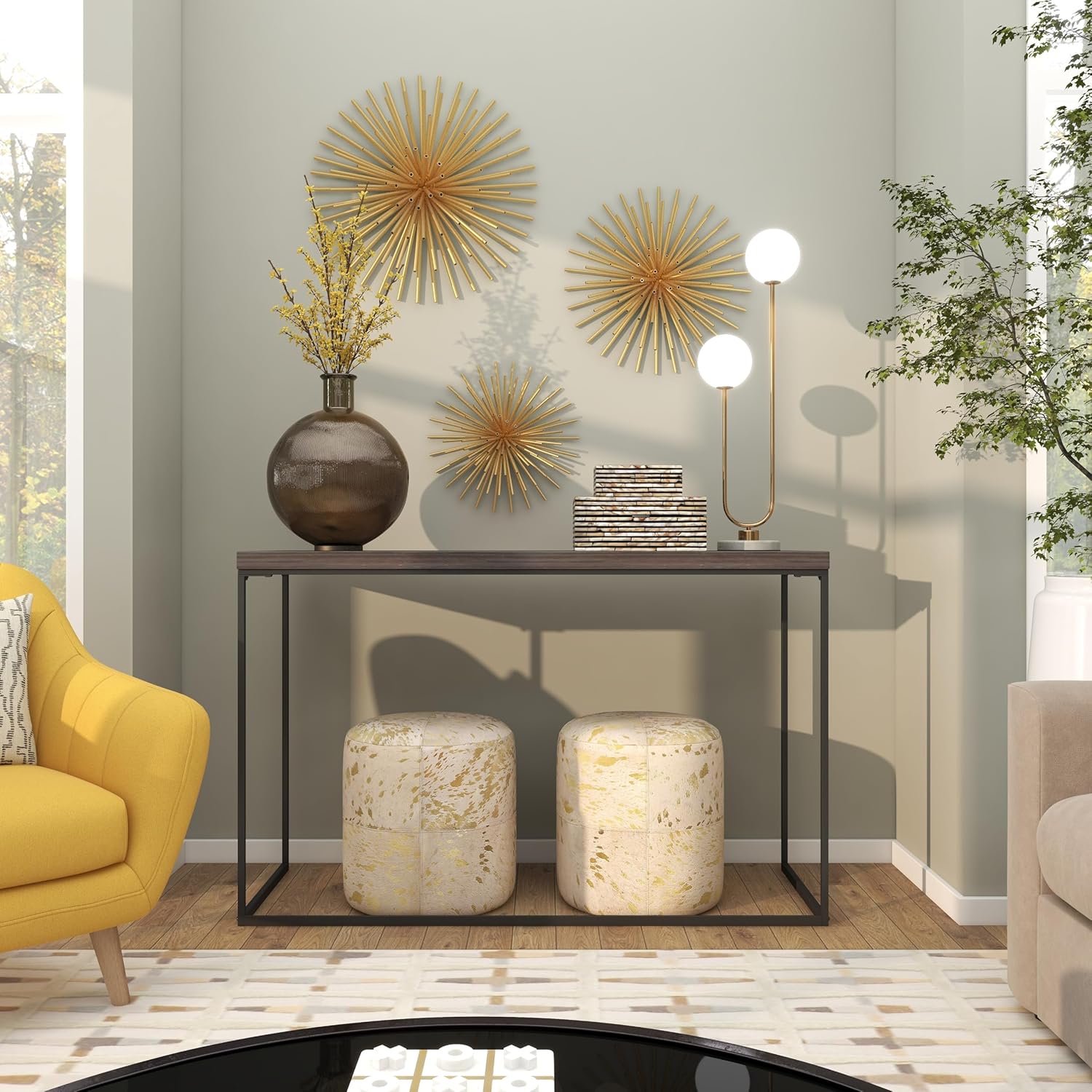 Golden Radiance Metal Starburst Wall Sculptures, Set of 3
