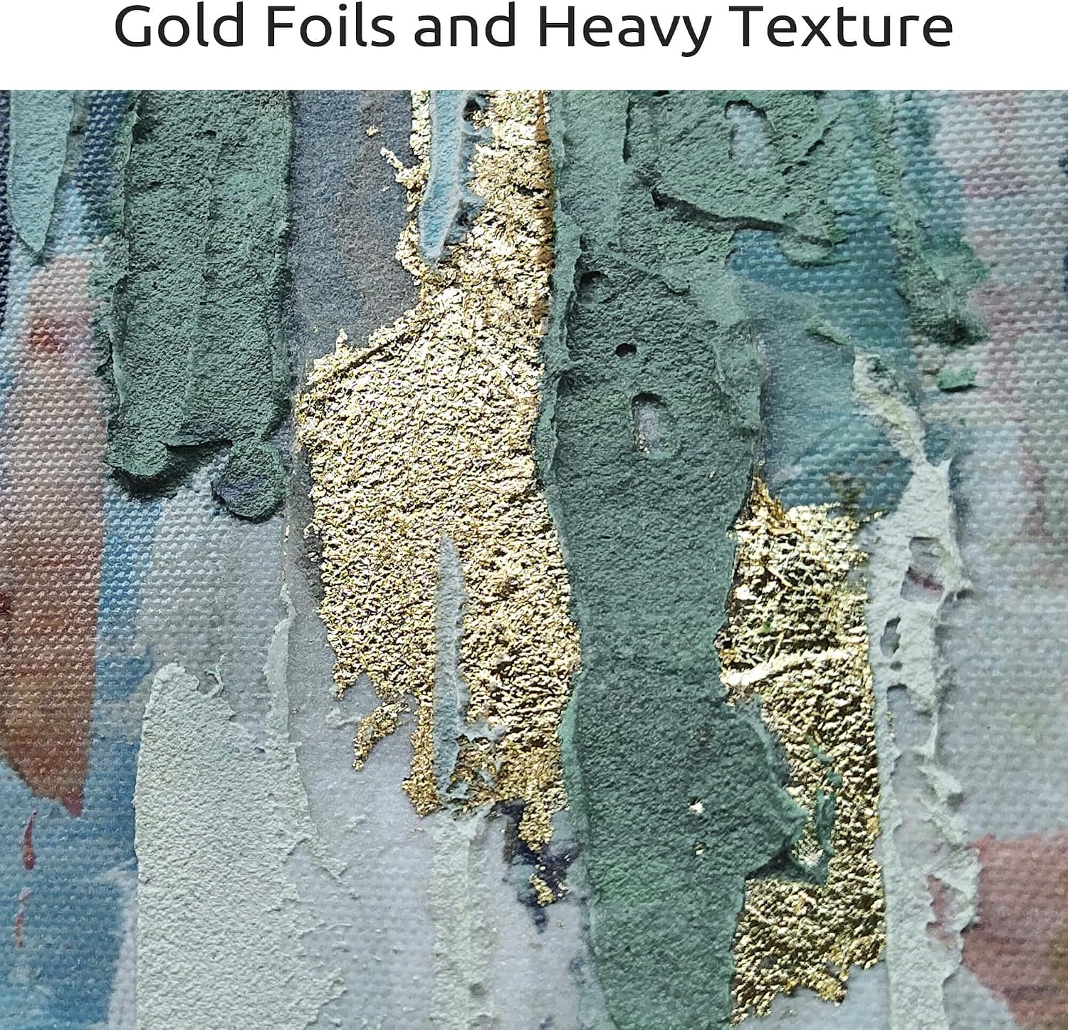 arttitue Abstract Teal Canvas Painting Artwork: Contemporary Gallery Hand Painted Textured Picture Modern Bedroom Living Room Wall Art Decor Home Office Decoration 36"x24"