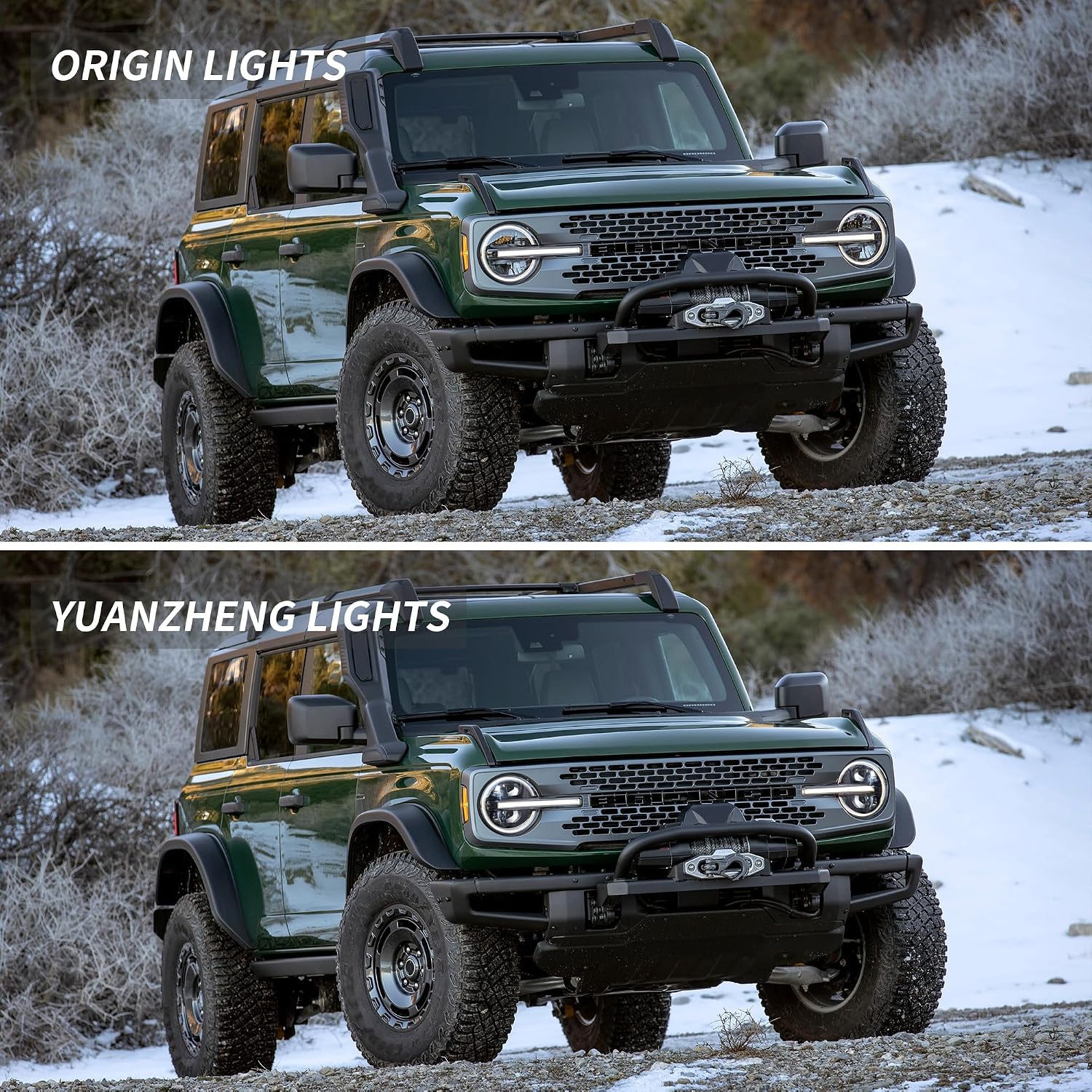 VLAND LED Projector Headlights Compatible With Ford Bronco 2021-2023 6th Gen U725, With White or Yellow LED DRL/Daytime Running Lights (Sixth generation U725, NOT For Raptor Models)