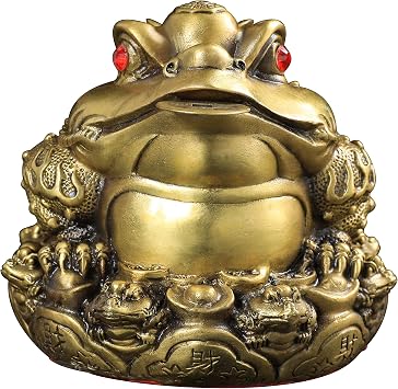 BoBo Style Nine Toad King of Toad Gold Toad Wealth Collecting Frog Triple Leg Coin Frog Finance Work Luck Success Money Prosperity Business Feng Shui Goods Copper Gold M