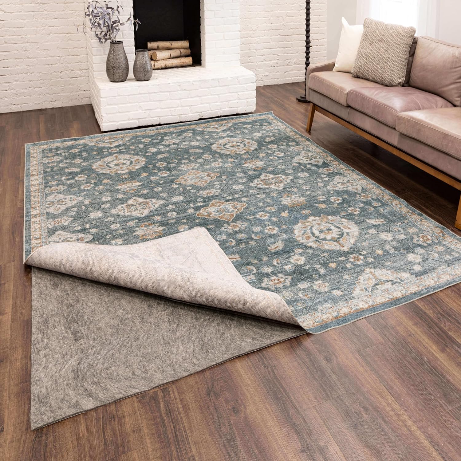 Premium 8' x 10' - 1/4" Rug Pad Gripper - Felt Cushion + Rubber Non-Slip Grip - Adds Comfort Underfoot and Flooring Protection