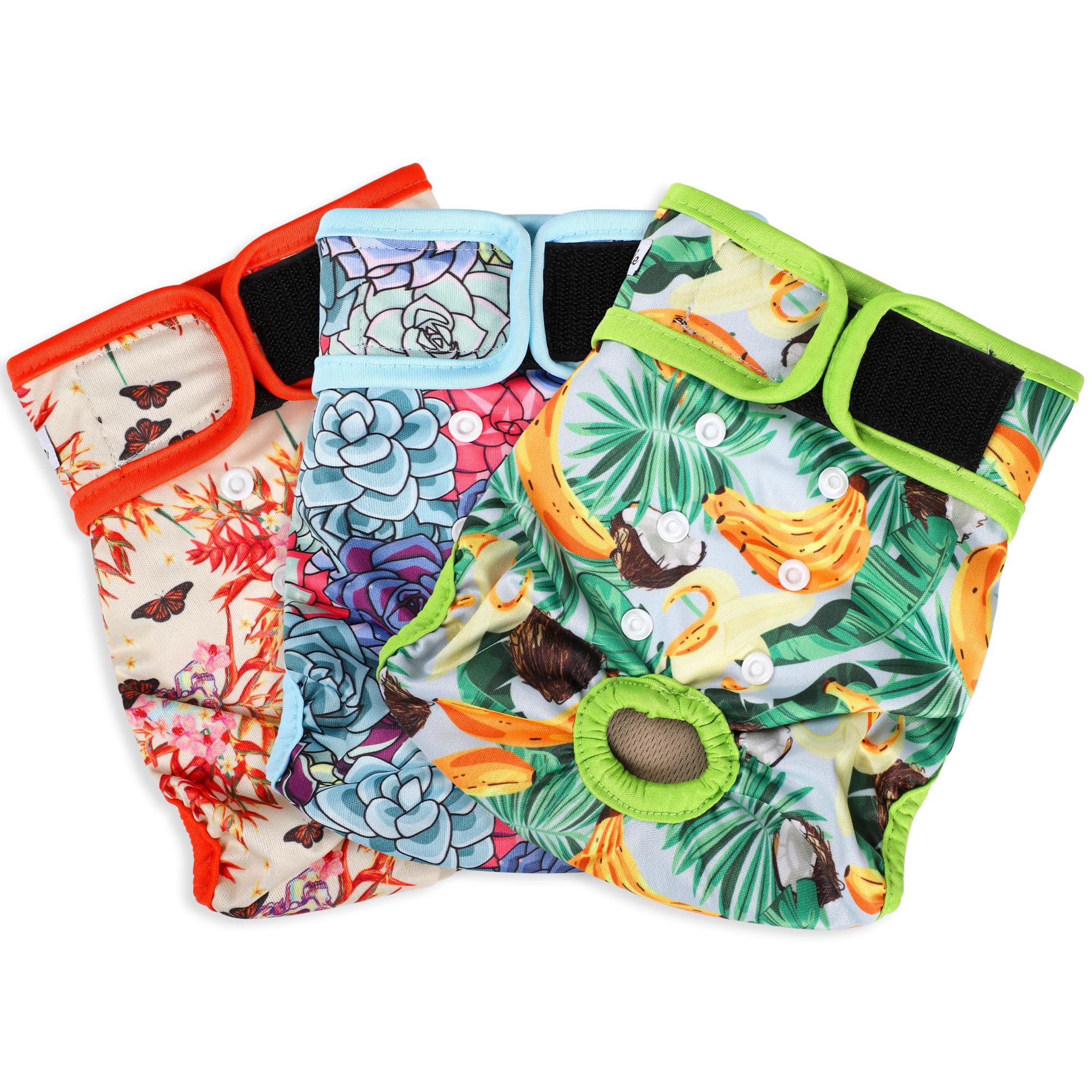Pañales lavables para perras, pañales reutilizables de alta calidad para perritas en celo, pañales altamente absorbentes para incontinencia de mascotas con broches ajustables (succulentos, L)
