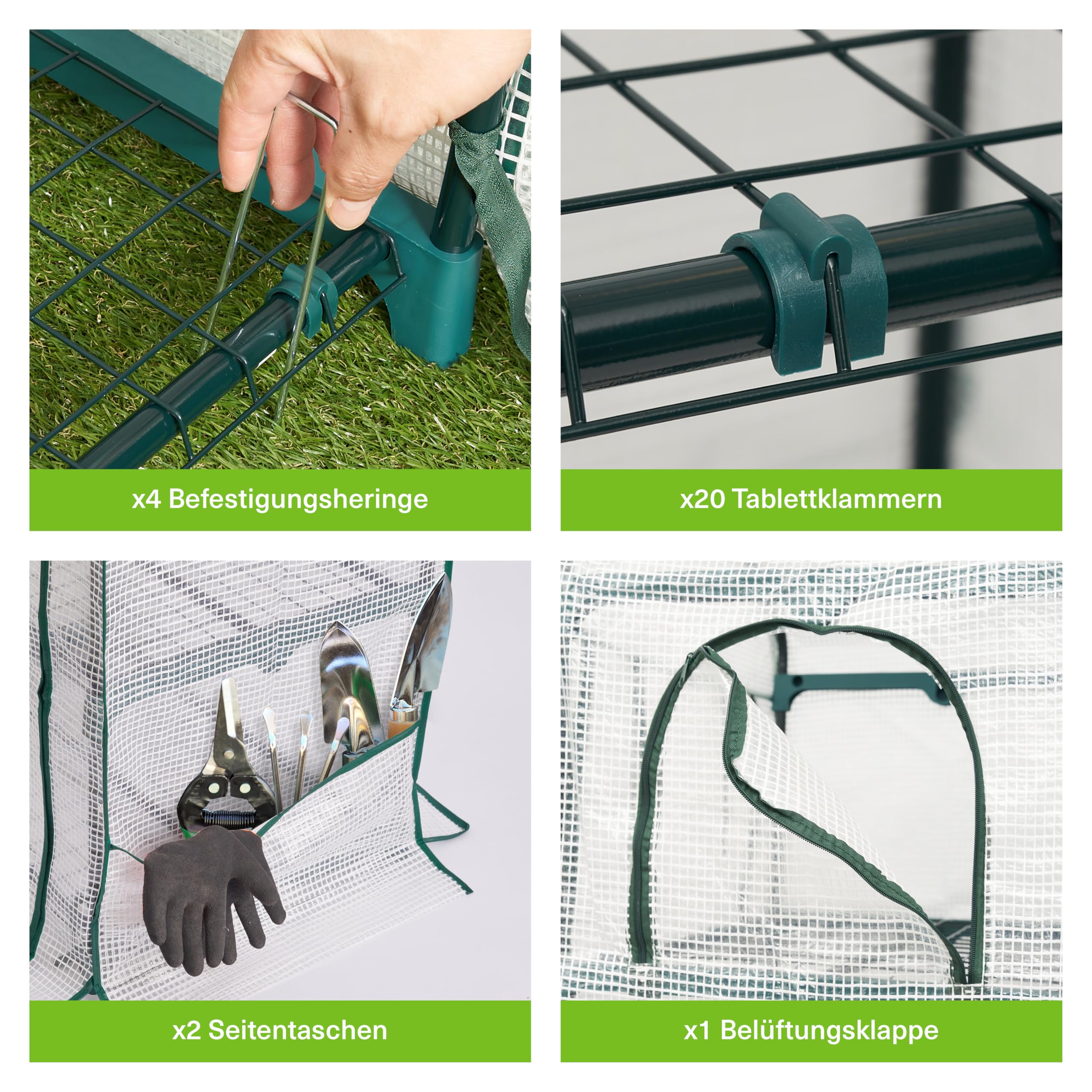 Bramble - Premium Garten Foliengewächshaus für Balkon & Terrasse mit 4 Etagen, Stahlrahmen & Verstärkter PVC-Abdeckung - Stabil & Einfach zu Montieren - 160x69x49cm