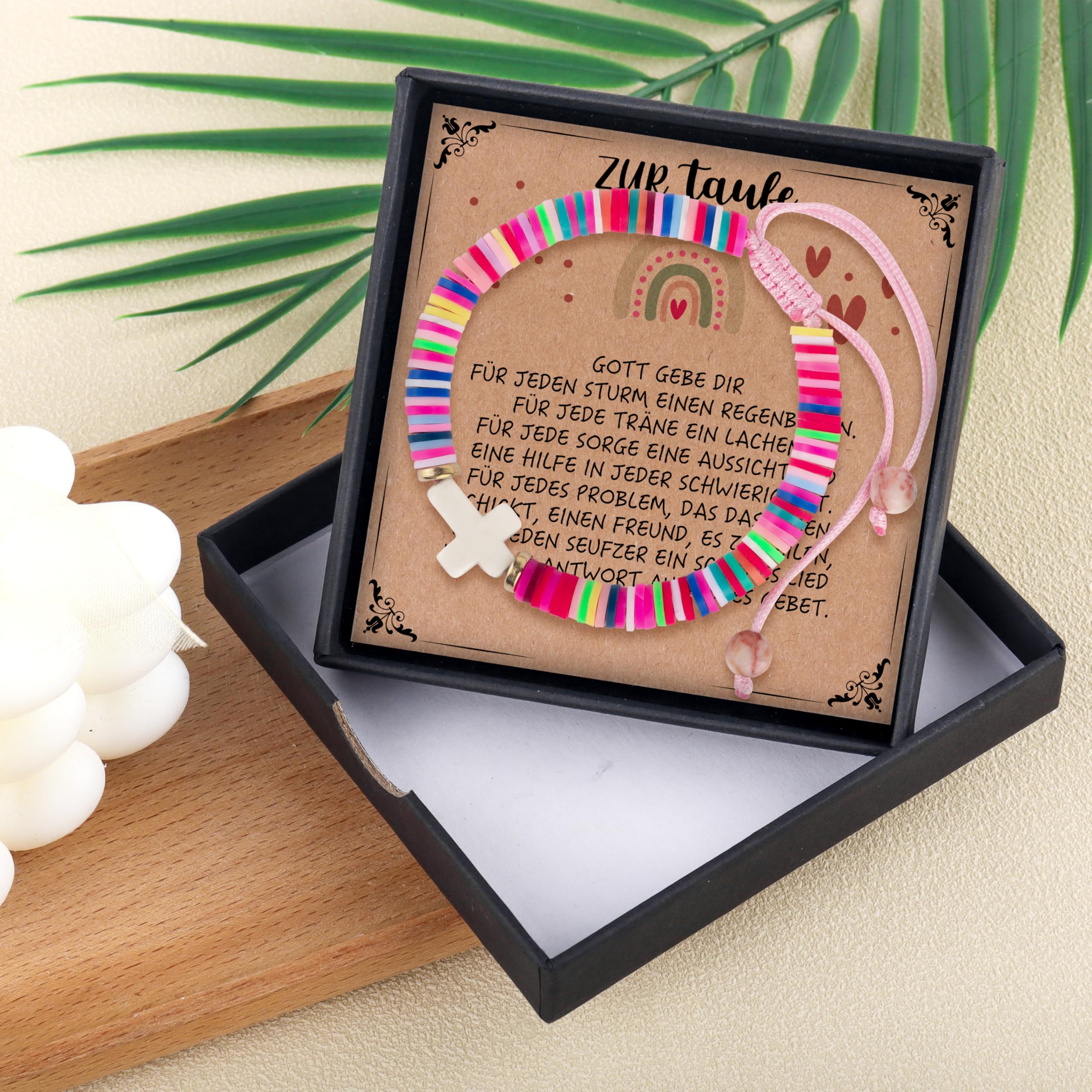 Rebundex Taufgeschenke für Mädchen Taufe Geschenk Taufgeschenk Mädchen, Taufe Kreuz Armband Geschenk zur Kinder, Tochter, Nichte