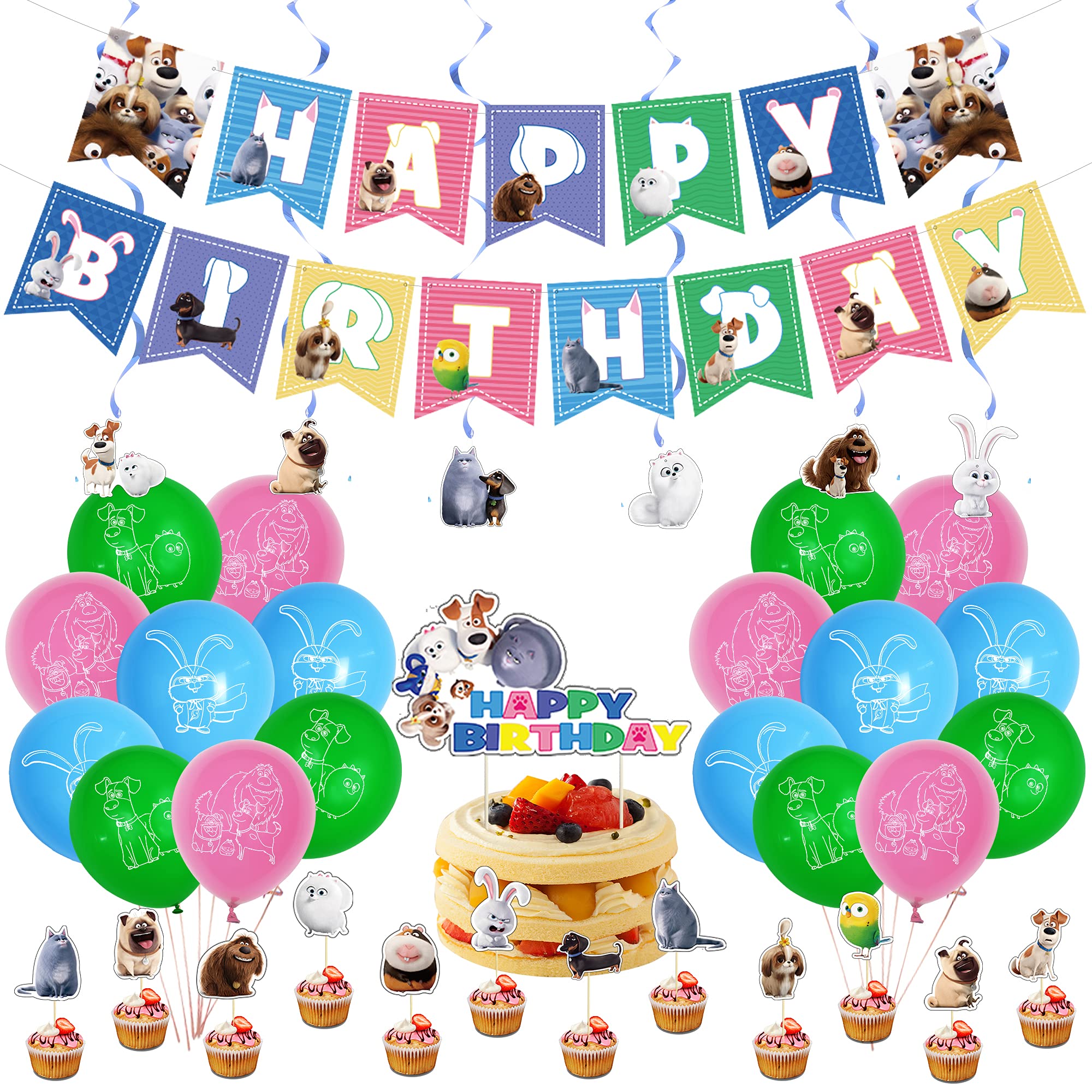Secret Life Of Pets Birthday Party Supplies Banner big Cake Topper 