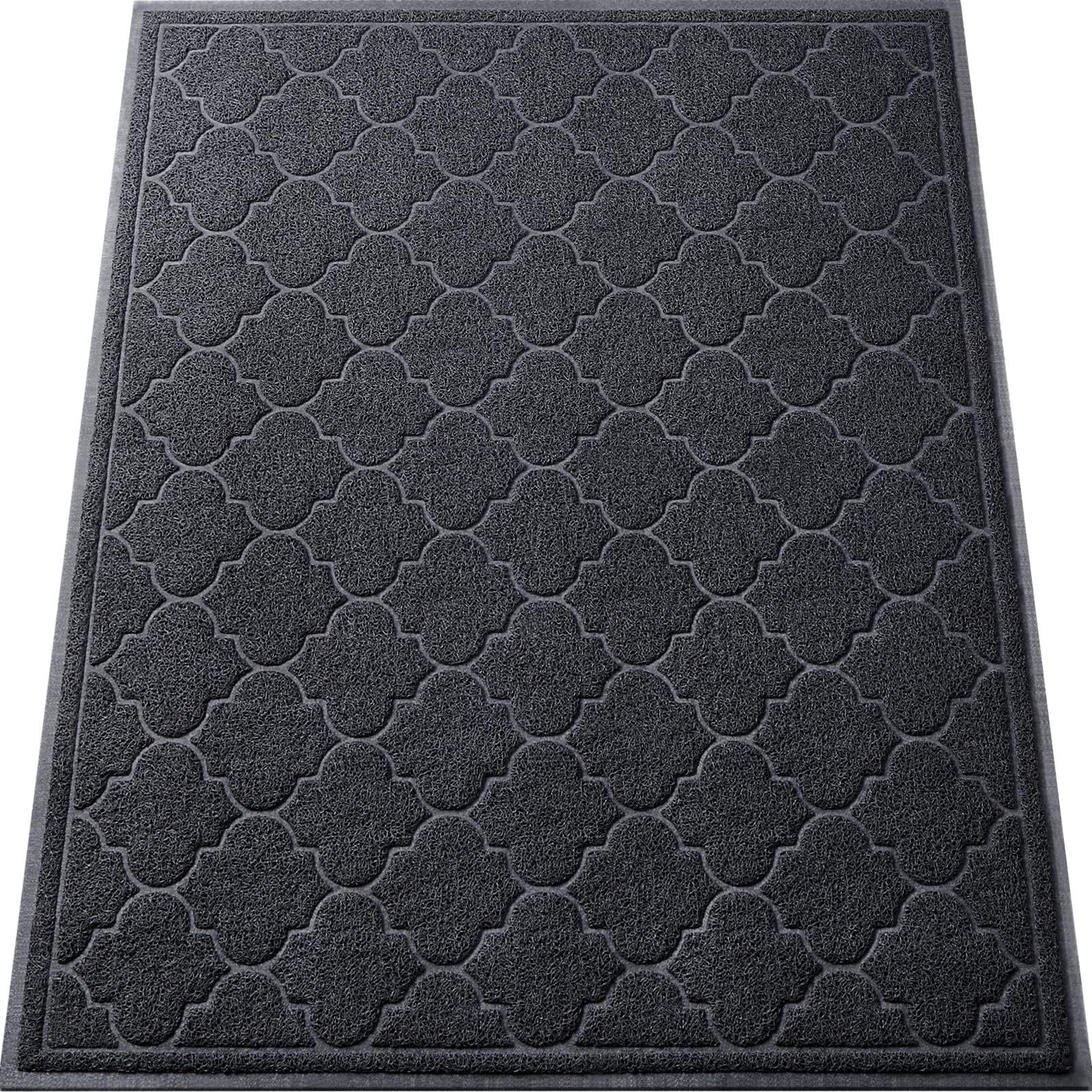LuxStep Door Mat Large 36X47 Inch Indoor Outdoor Doormat, Non-Slip Low-Profile Design Floor Mat,Front Door Welcome Mat for Entryway,Patio,Garage, Black