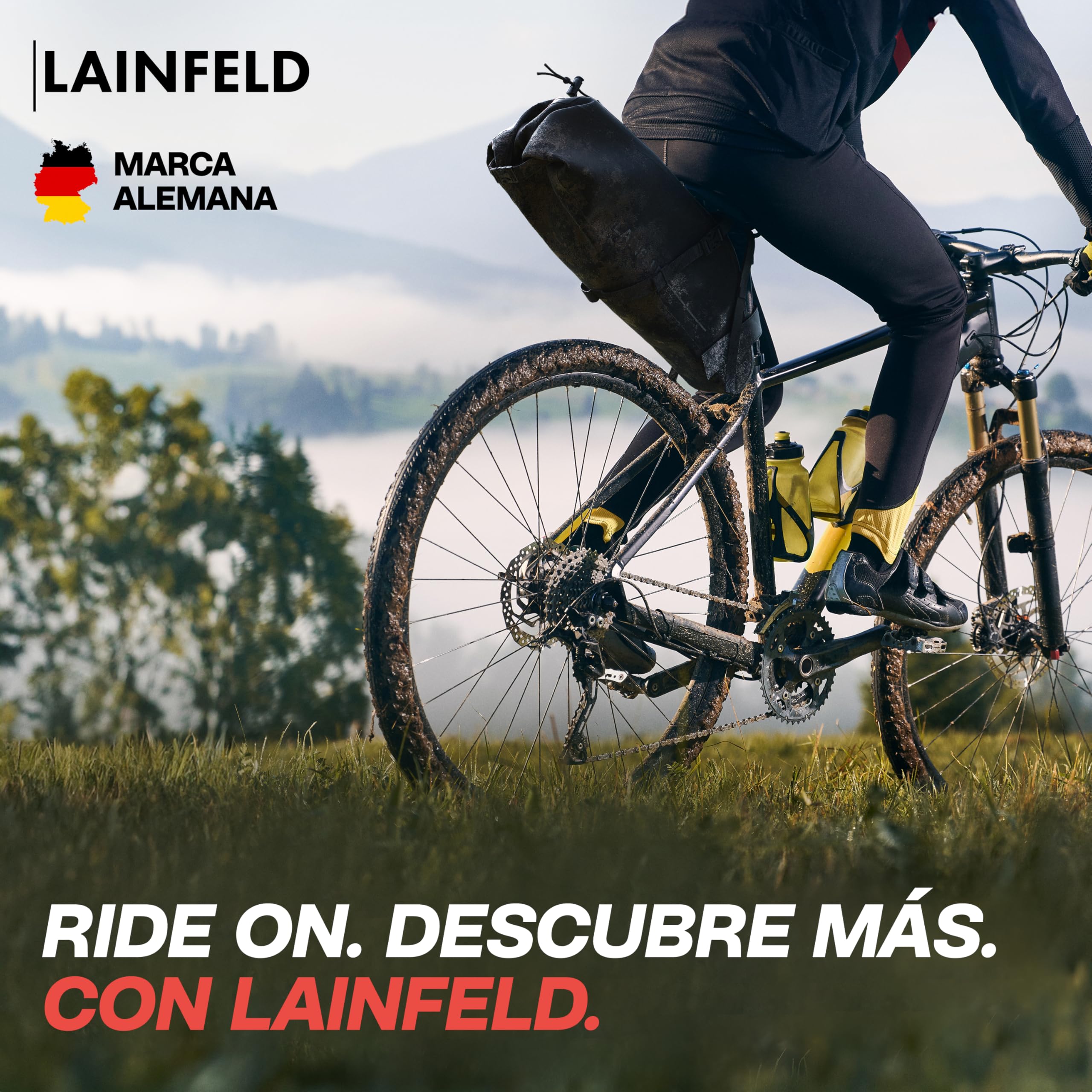 LAINFELD Alforjas para sillín de bicicleta [10 litros] | 100% impermeable | estampado reflectante - Bikepacking E-Bike MTB Gravel Bike Road Bike Alforjas