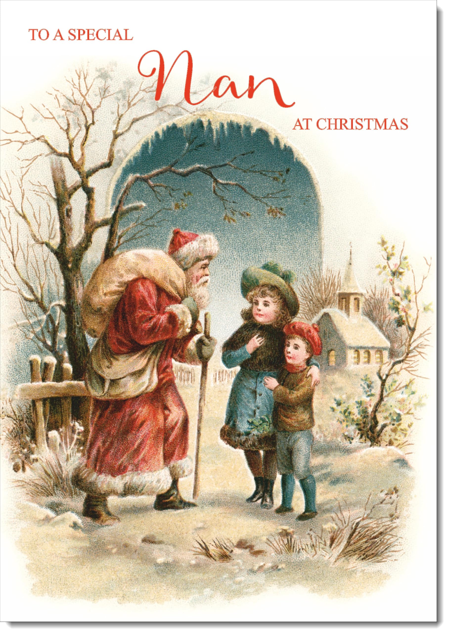 doodlecards Nan Christmas Card Victorian Style Large A4 Size Christmas Card for Nan with Plain Envelope — image 1