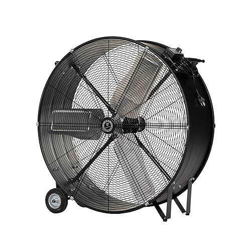 TPI CPBS30D - Soplador portátil de accionamiento directo comercial, base estacionaria de acero de 30 pulgadas con ruedas, motor no oscilante de 120