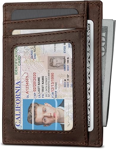 Miniatura 2 de SERMAN BRANDS RFID Blocking Slim Minimalist Mens Front Pocket Wallet. Thin Card Holder. Full Grain Leather Wallets for Men