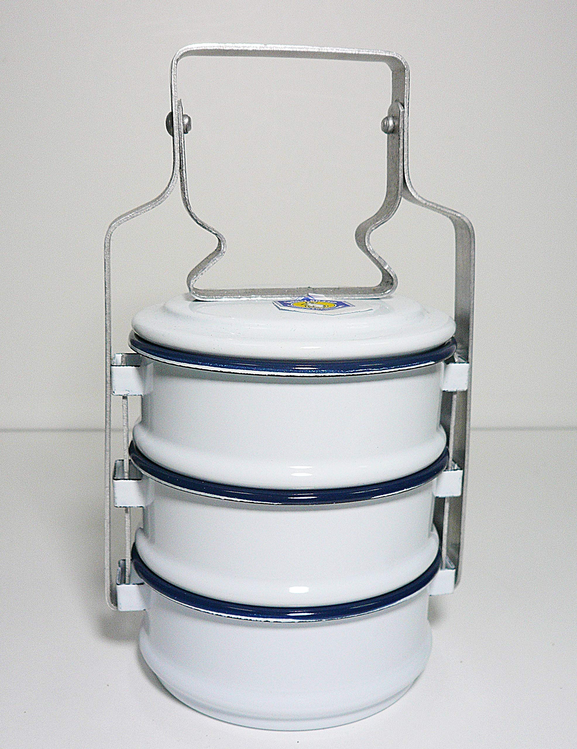 ヴィンテージ、3層クリーム色ホーロー製弁当箱.フランス製 ヴィンテージ、3層クリーム色ホーロー製弁当箱.フランス製