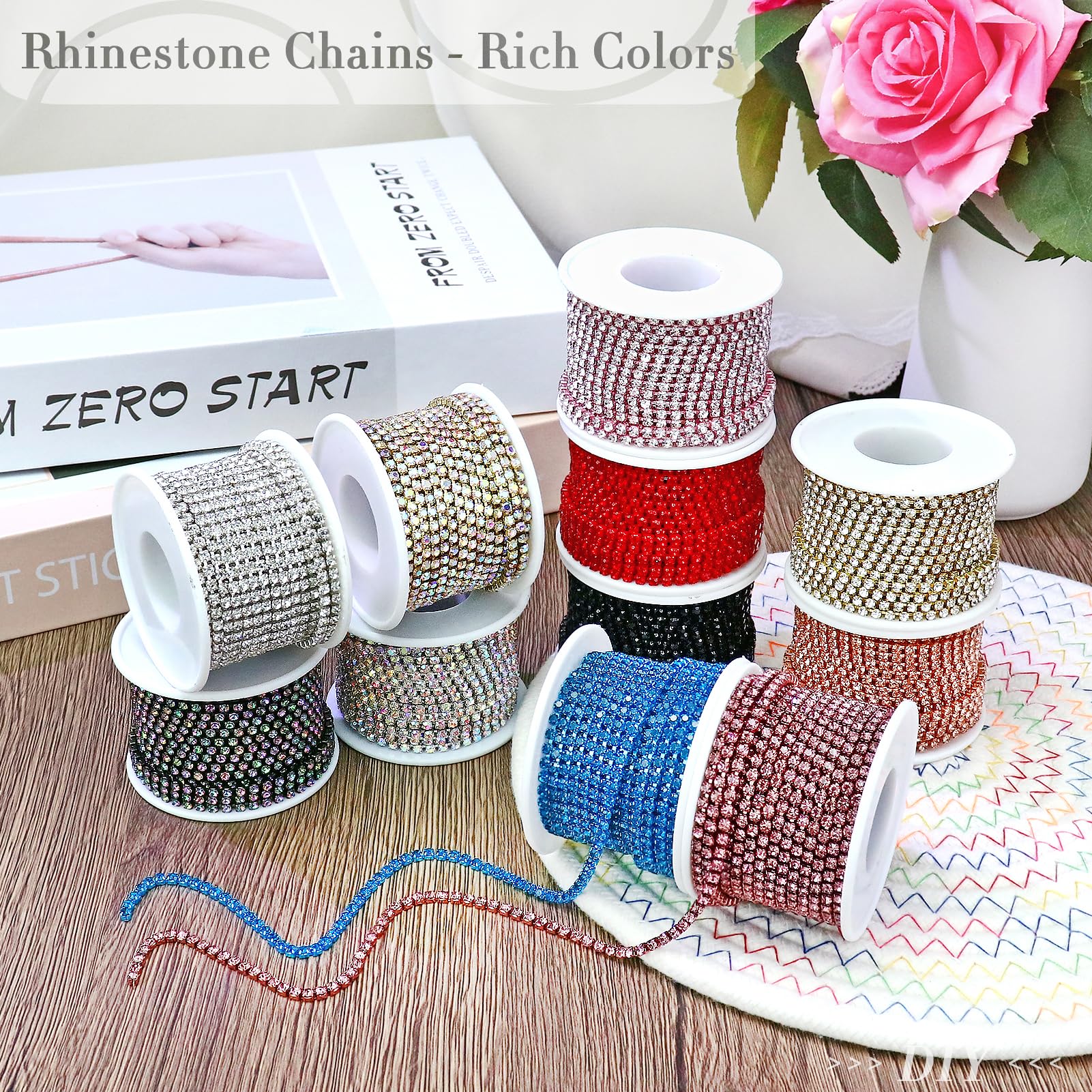 Towenm Chaîne En Strass, Cristal De 2 Mm, 9,1 M, Chaîne Fermée, Bordure à Coudre