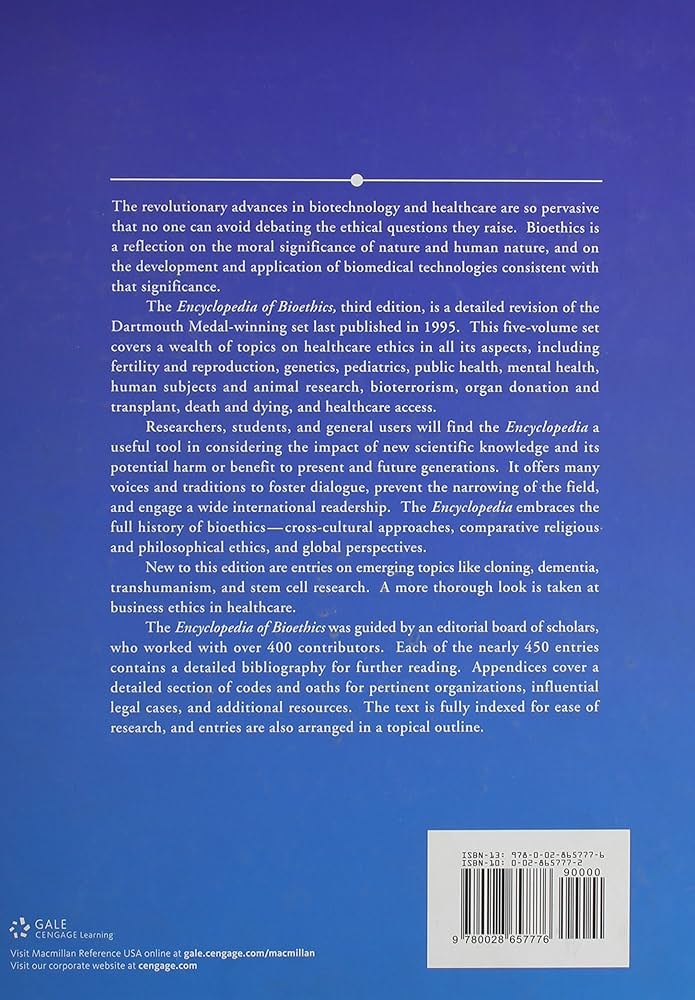 Encyclopedia of Bioethics, Vol. 3: 9780028657776: Amazon.com