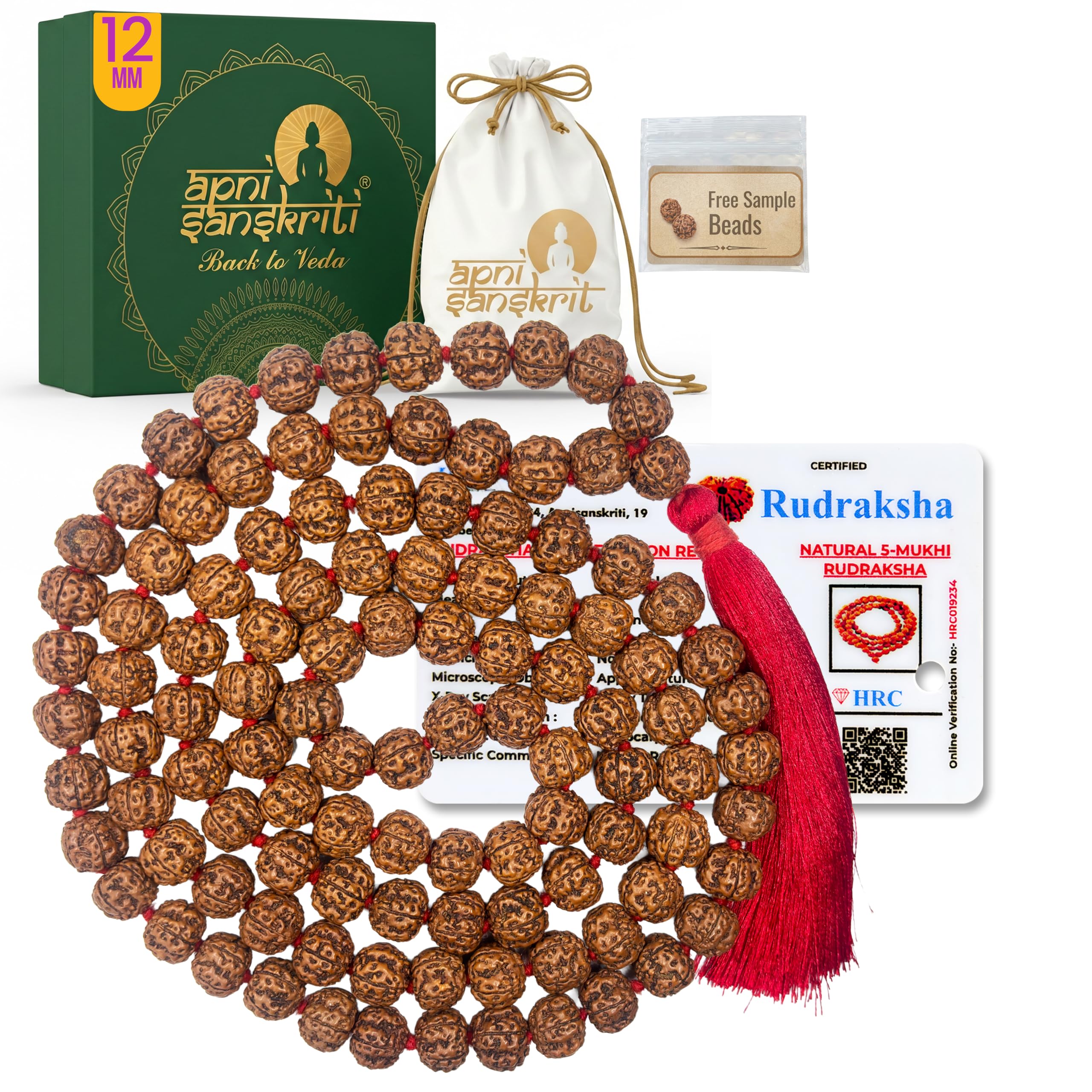 5 Mukhi Rudraksha Mala - Natural & Lab Certified -10