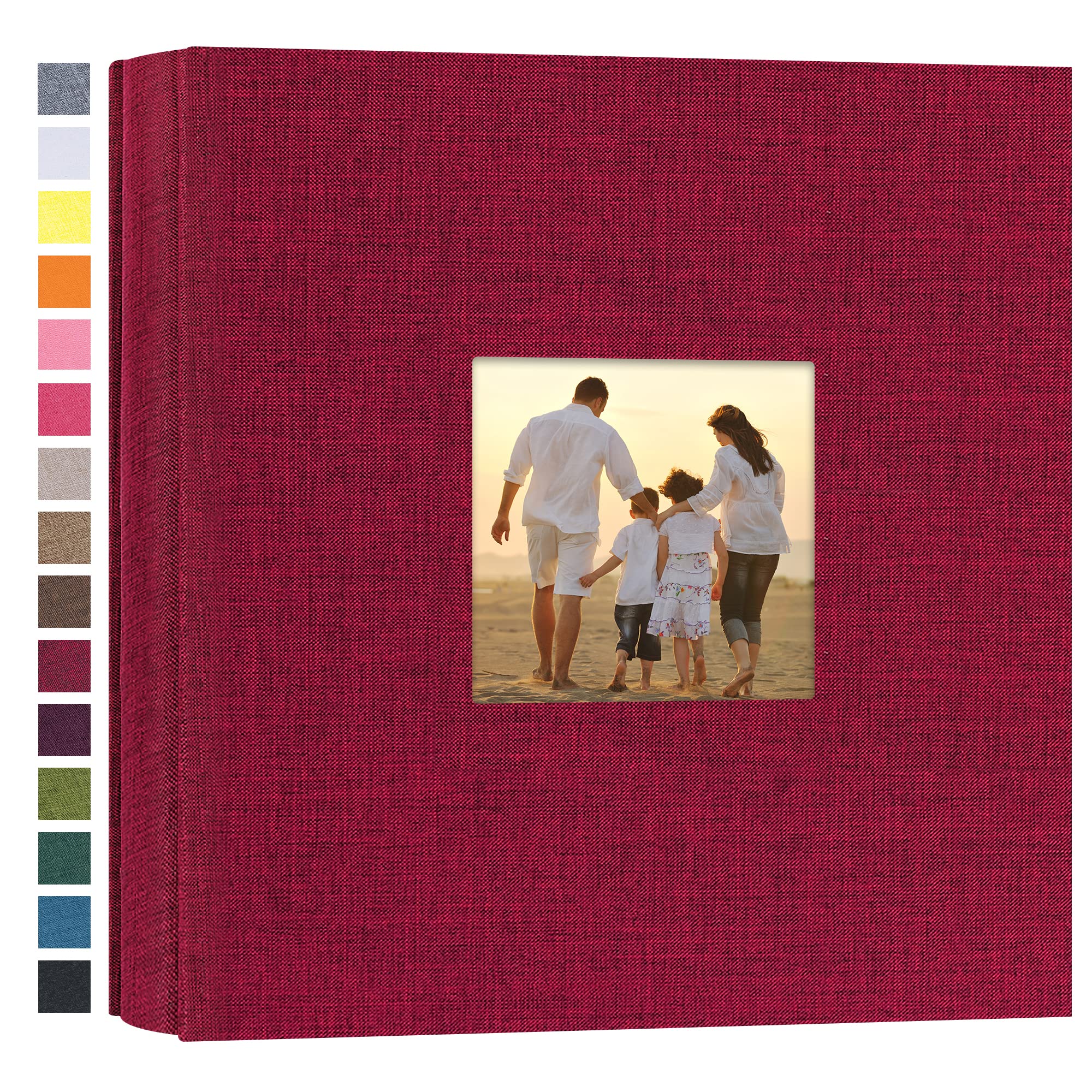potricher Small Photo Album 4x6 200 Photos Linen Cover Picture Photo Book for Family Wedding Anniversary Baby Vacation (Red,200 Pockets)