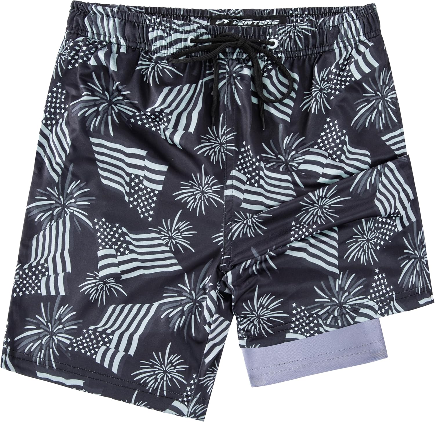FT FENTENG Boys Swim Trunks with Compression Liner Boys Stretch Swim Shorts Quick Dry 2 in 1 Beach Shorts 4-17 Y