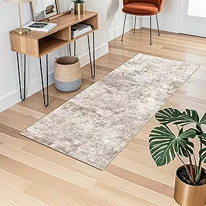 RUUGME Hallway Runner Rug 2x5 - Machine Washable Runner Rug Stain Resistant for Home Non Slip Indoor Entryway Rubber Backing Carpet Bedroom Kitchen Distressed Floor Decor Mat 2x5 Brown