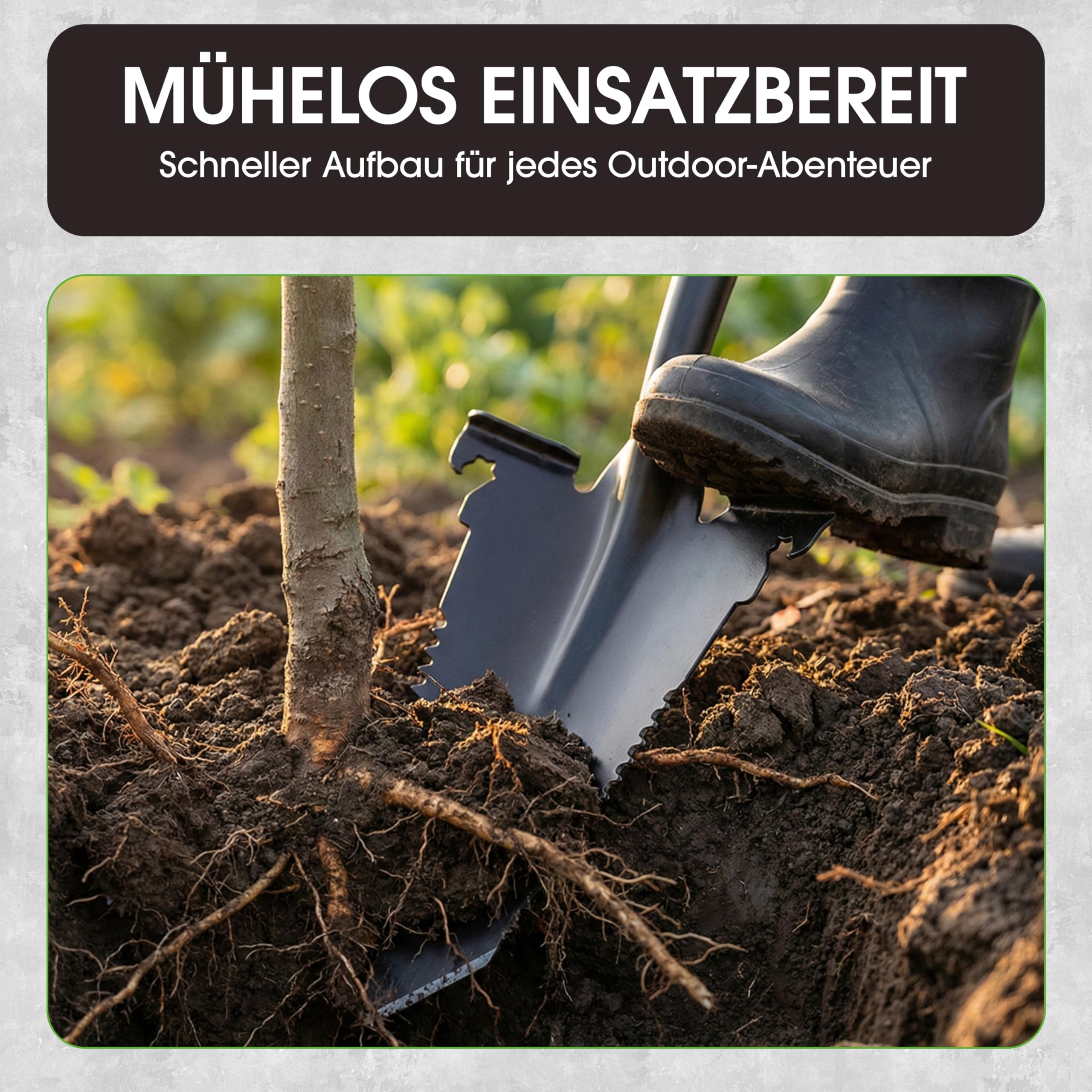 Hammersmith RayzerShovel - Spaten mit Wurzelsäge - Gärtnerspaten für Harte & steinige Böden zum Graben, Schneiden & Sägen - Trittkante für mehr Kraft, für Garten, BAU, Wurzeln entfernen