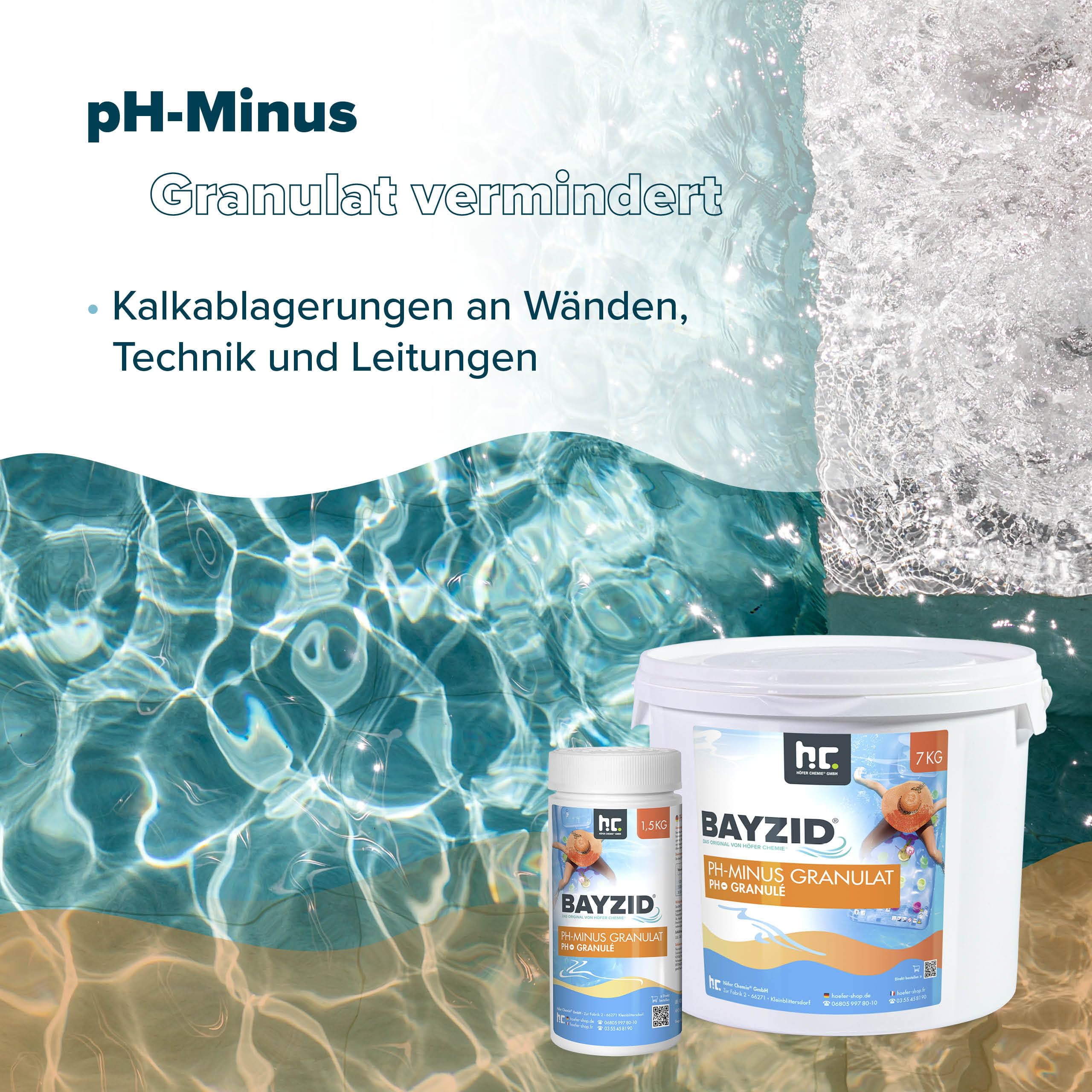 Höfer Chemie 7 kg pH Senker Granulat zur Senkung des pH Werts im Pool - pH Minus für Schwimmbad & Spa