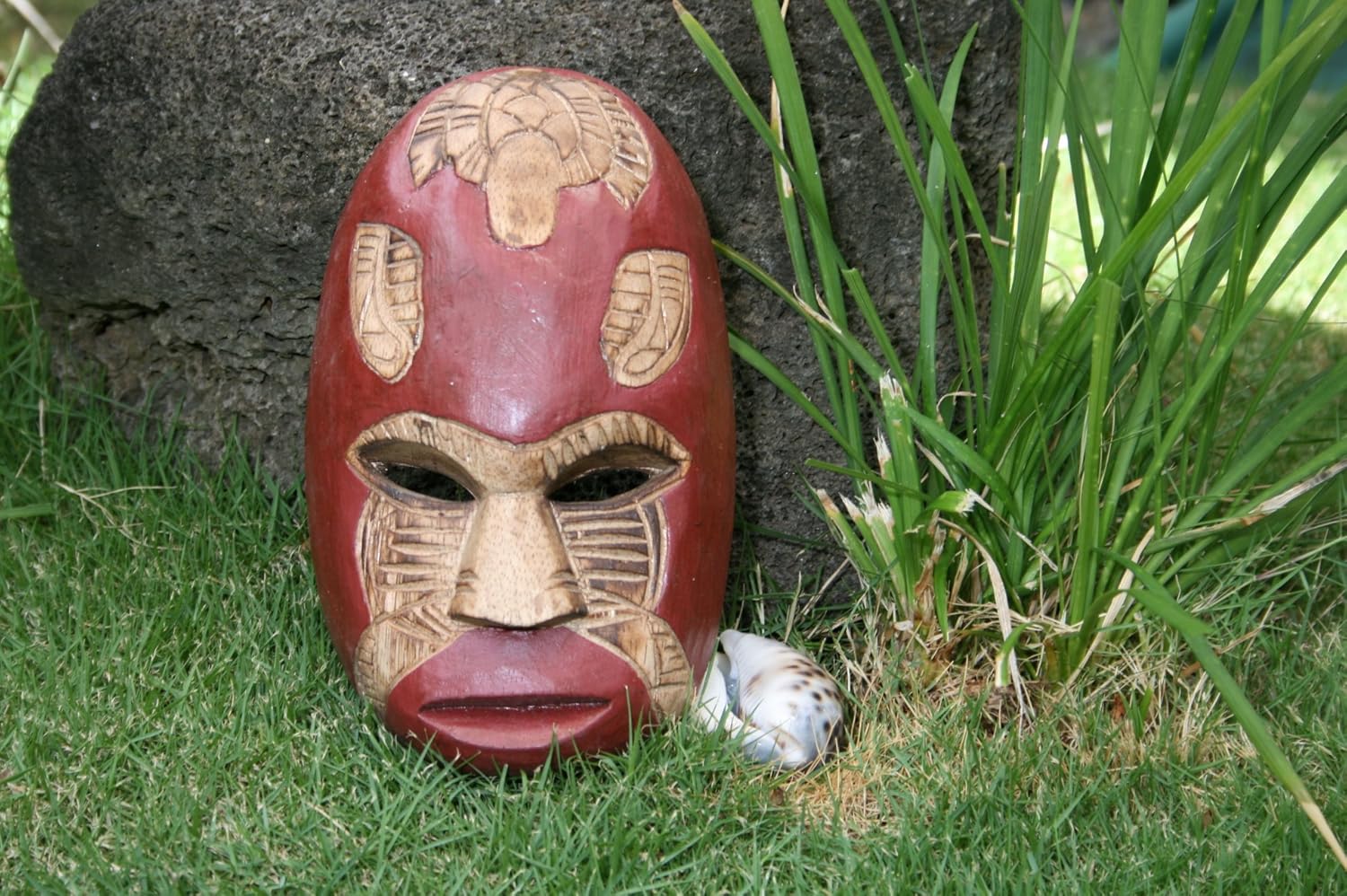 Tikimaster Fijian Tiki MASK W/Carved Turtle 8" Ocean