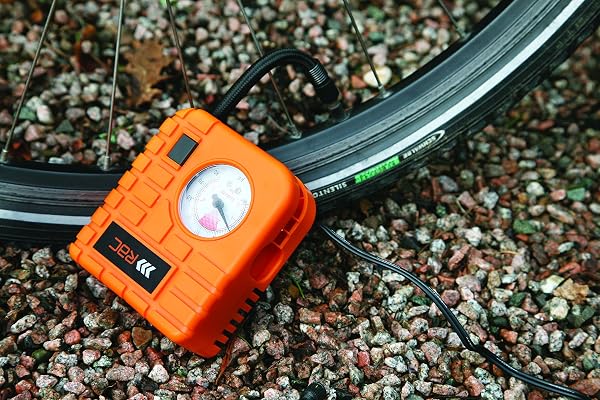 RAC HP223 12V Compact Inflator - Built-In Light - For Cars, Motorcycles, Inflatables , Orange - 3