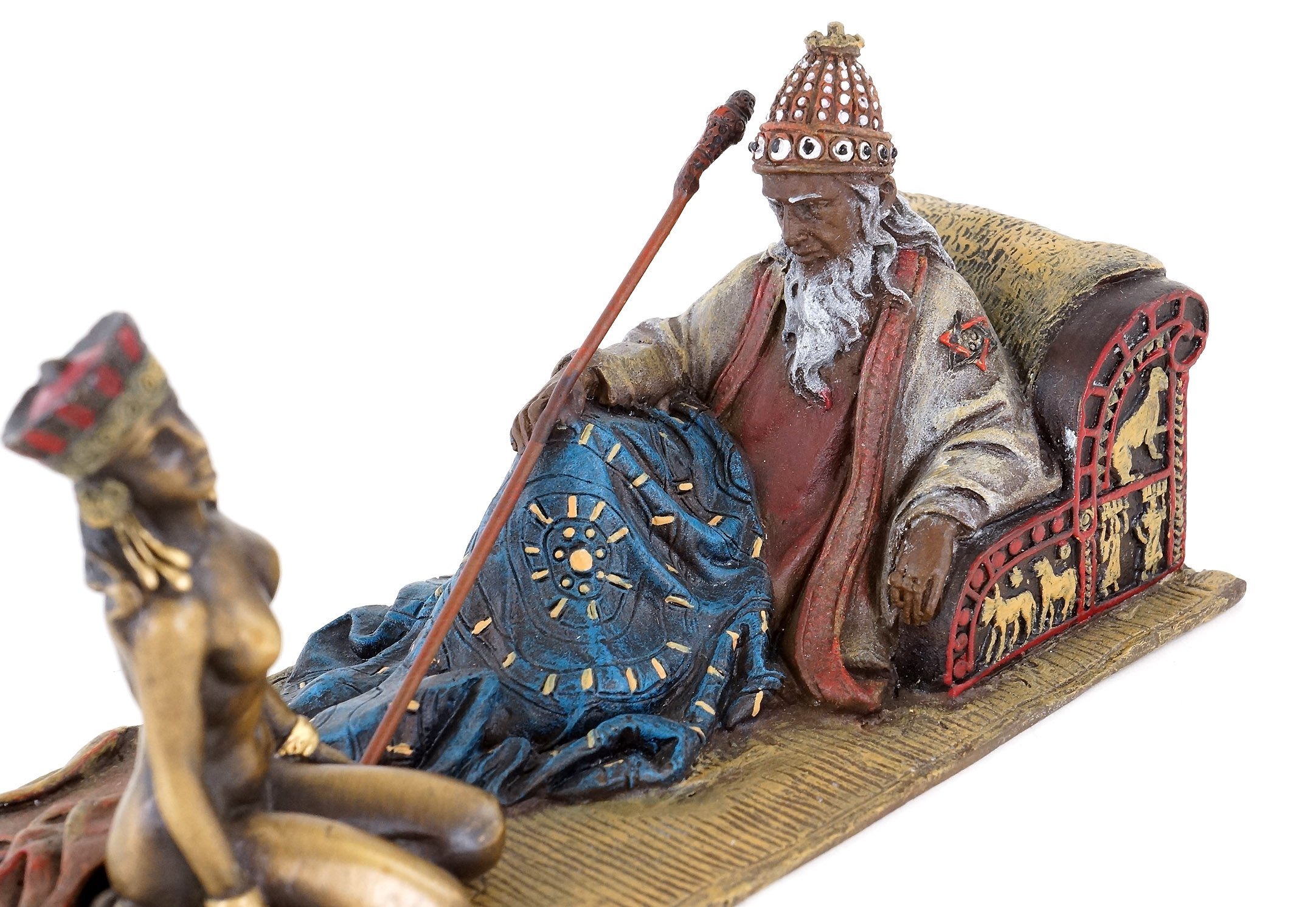 Kunst & Ambiente - Erotische Araber - Wiener Bronze - Erotika - Sklavenmeister mit nackter Sklavin - handbemalt - Orientalische Skulptur - Wohndeko für Innen