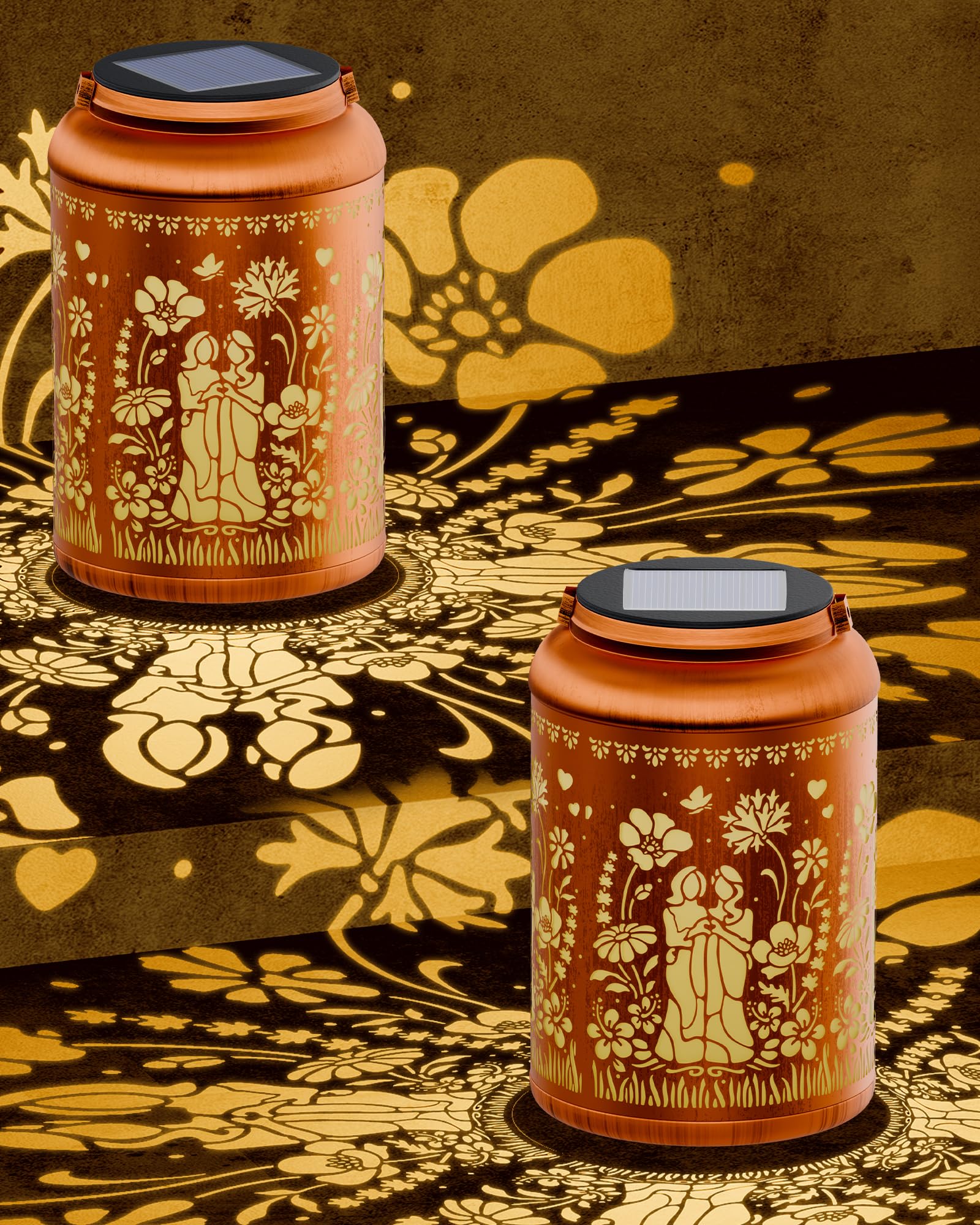 Solar Lanterns Outdoor Waterproof Decorative Garden Solar Lights Outdoor,Hanging Hollow Out Metal Ornaments Decor for Outside Lawn,Patio,Balcony,Yard