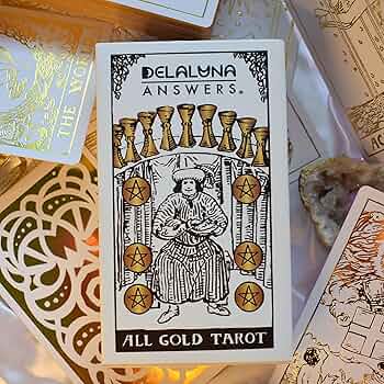 【正規品タロットカード】入手困難品☪︎海外美麗デッキ✨月と星・惑星・星座のデッキ Amazon.co.jp: DELALUNA ANSWERS オールゴールドタロット:80枚の